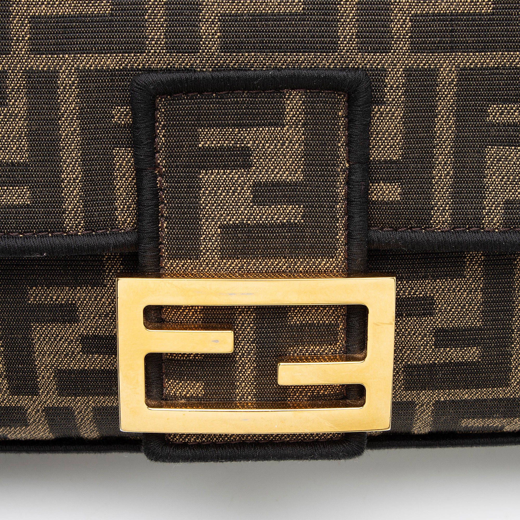 Fendi Zucca Calfskin Baguette Shoulder Bag