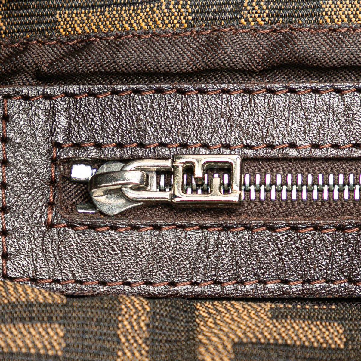 Fendi Zucca Canvas Double Flap Shoulder Bag