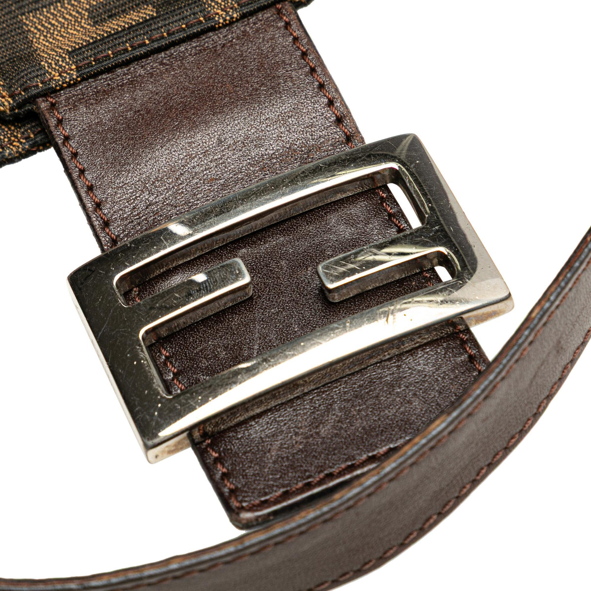 Fendi Zucca Canvas Double Flap Shoulder Bag