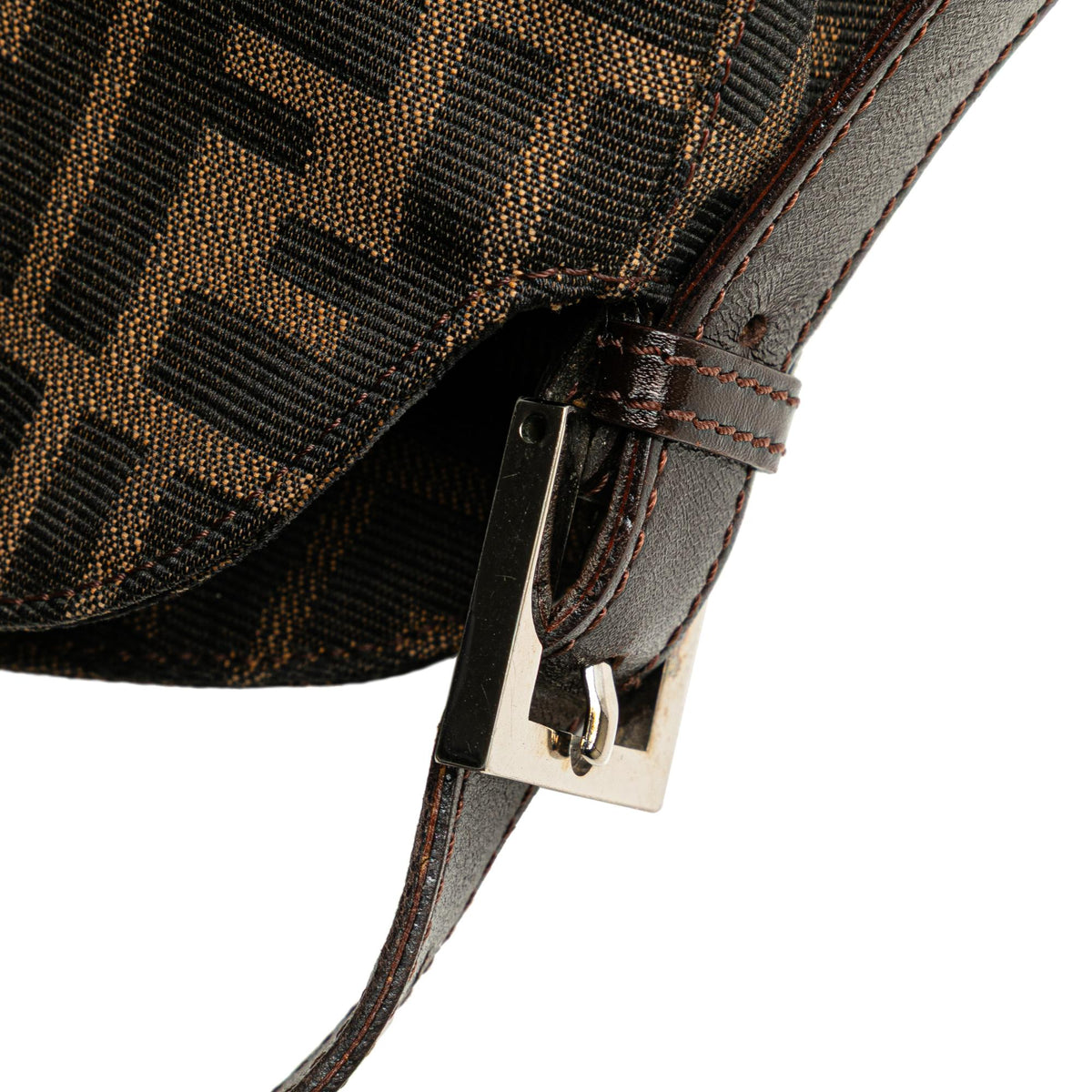Fendi Zucca Canvas Double Flap Shoulder Bag