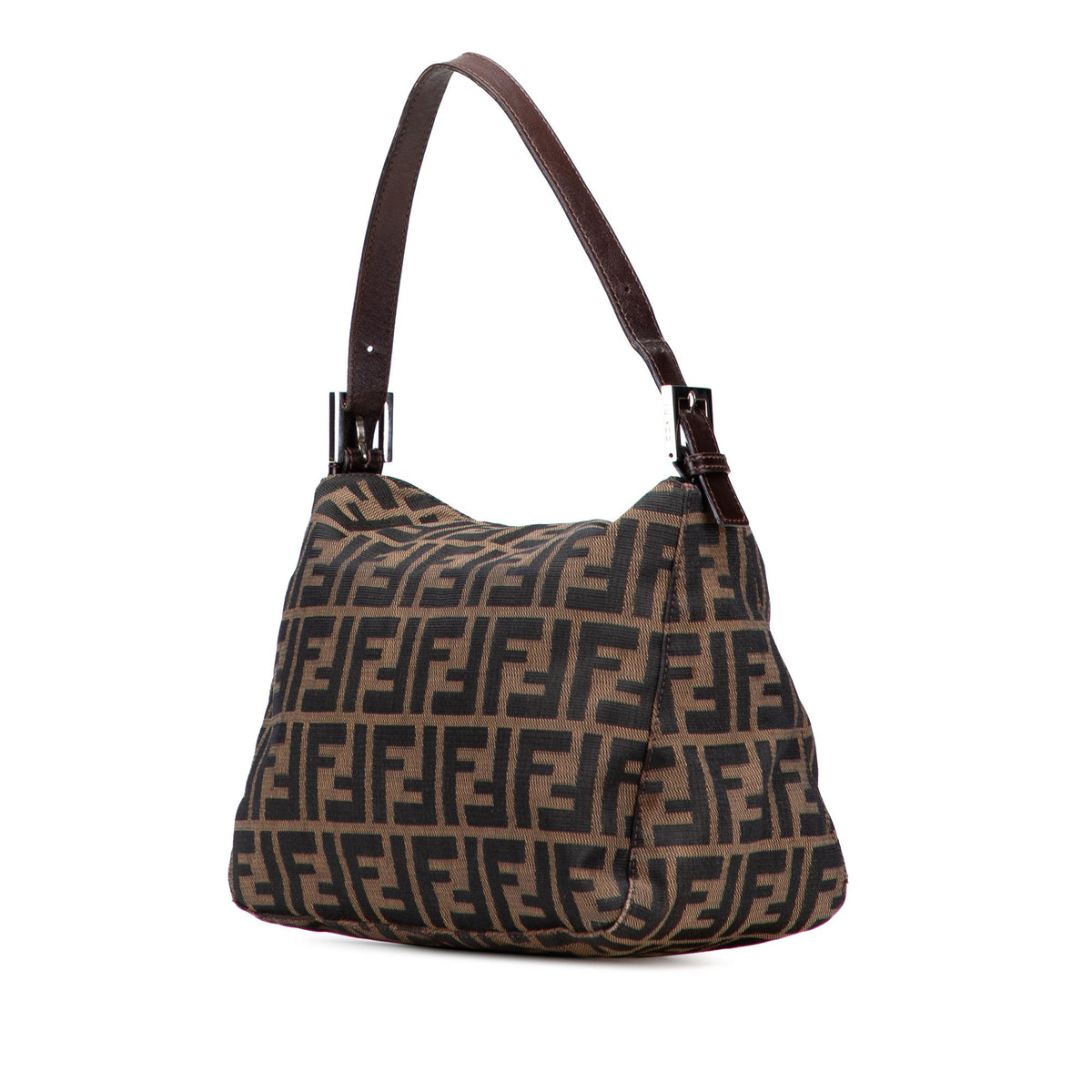 Fendi Zucca Canvas Double Flap Shoulder Bag
