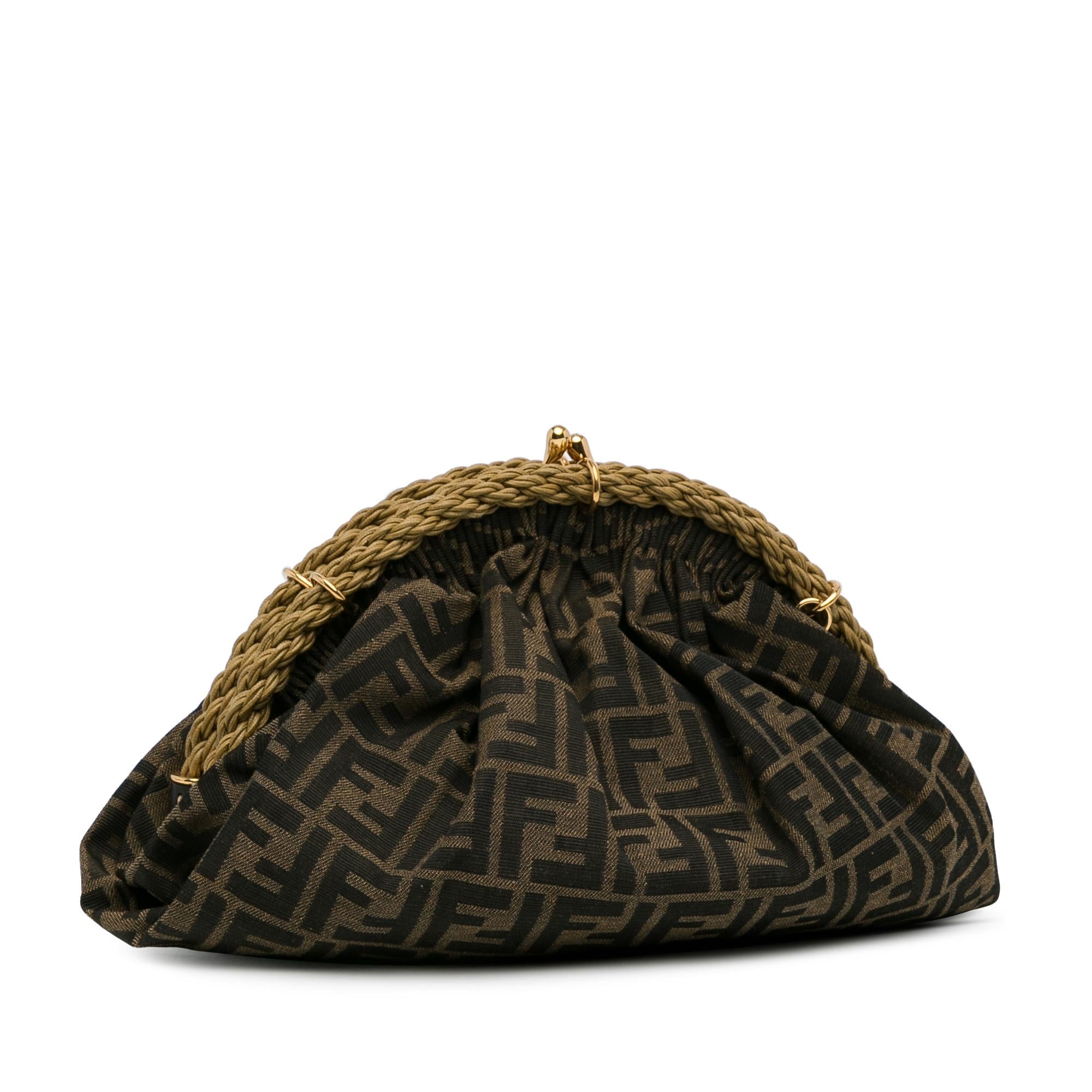 Fendi Zucca Canvas Shell Clutch (SHG-EBnBJ0)