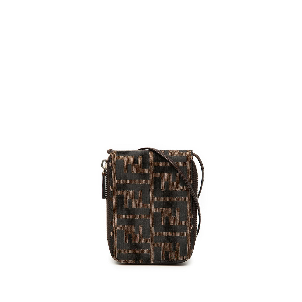 Fendi Zucca Canvas Zip Wallet on Strap