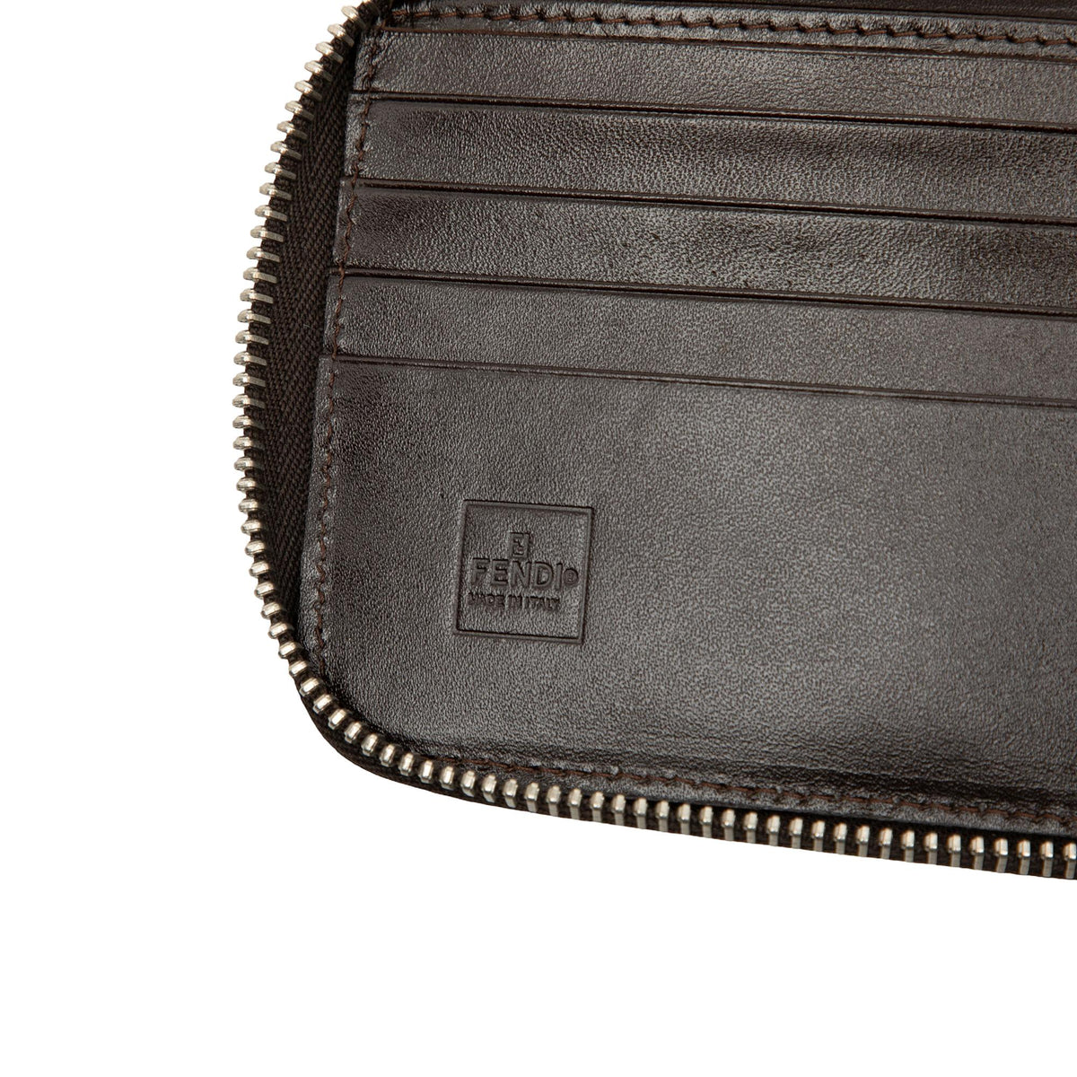 Fendi Zucca Canvas Zip Wallet on Strap