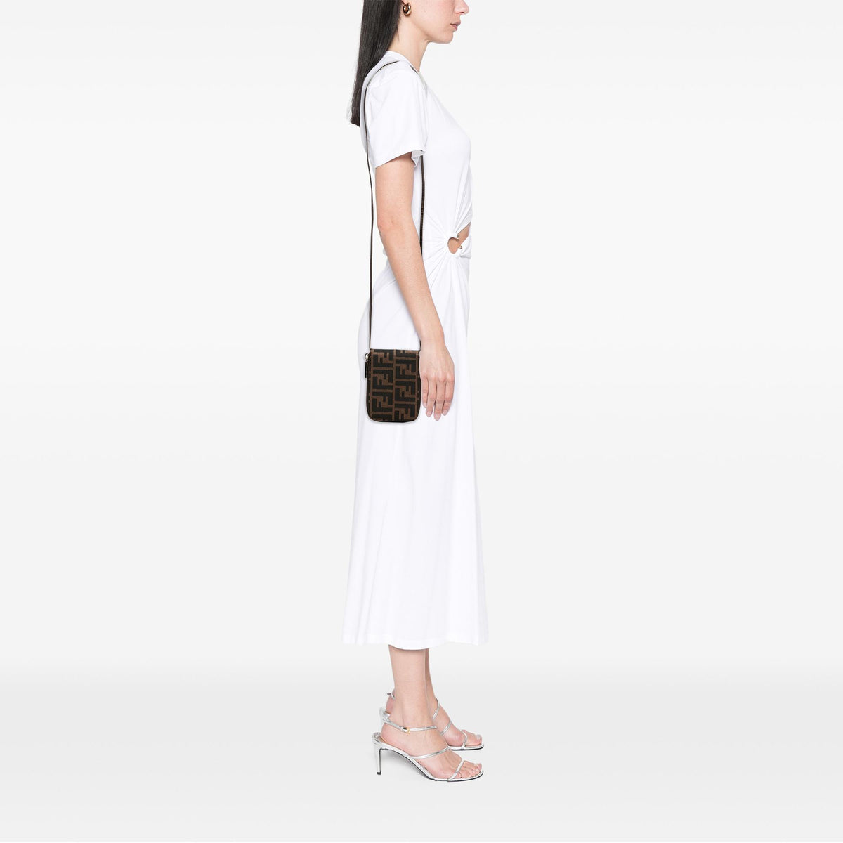Fendi Zucca Canvas Zip Wallet on Strap