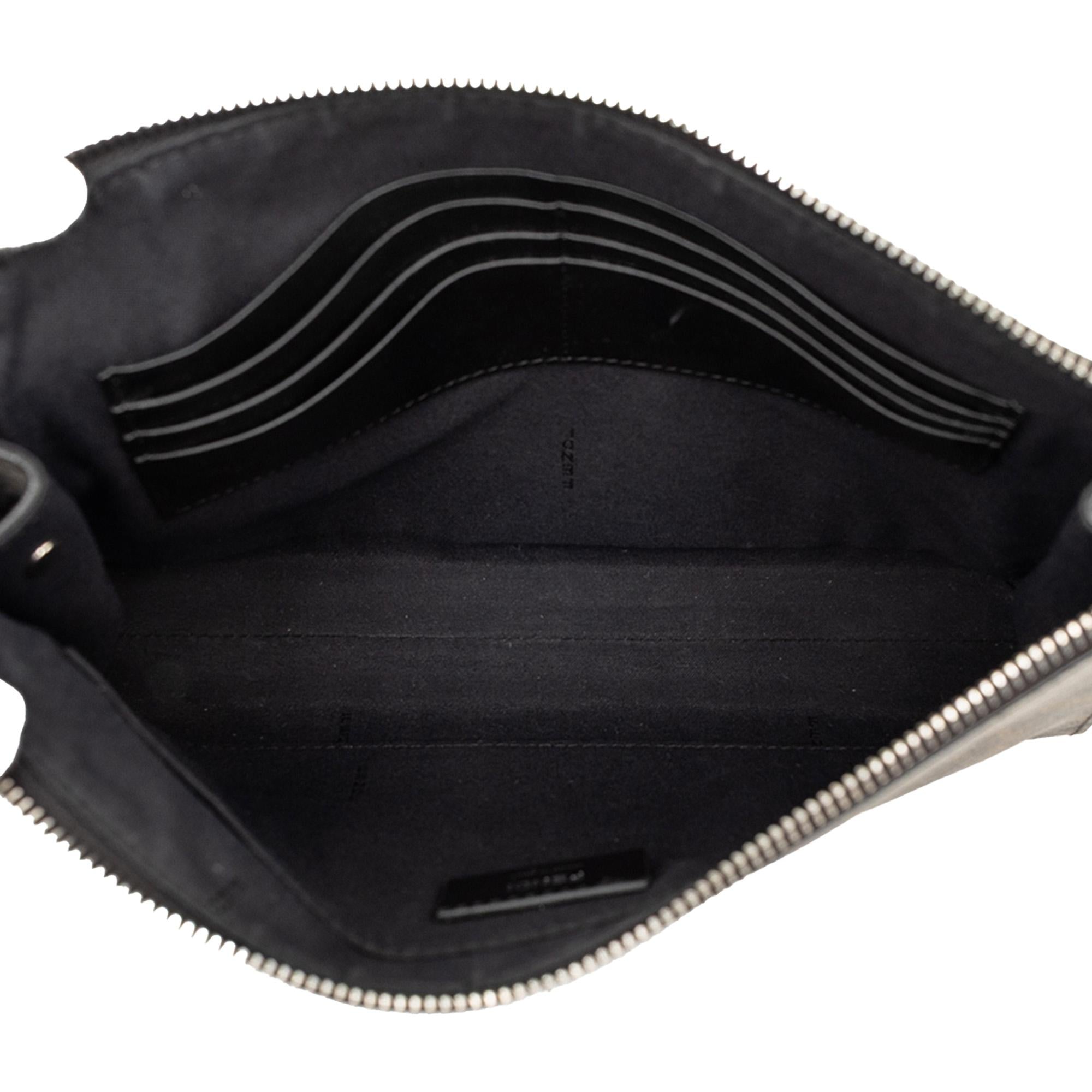Fendi Zucca Coated Canvas Diagonal Front Zip Clutch
