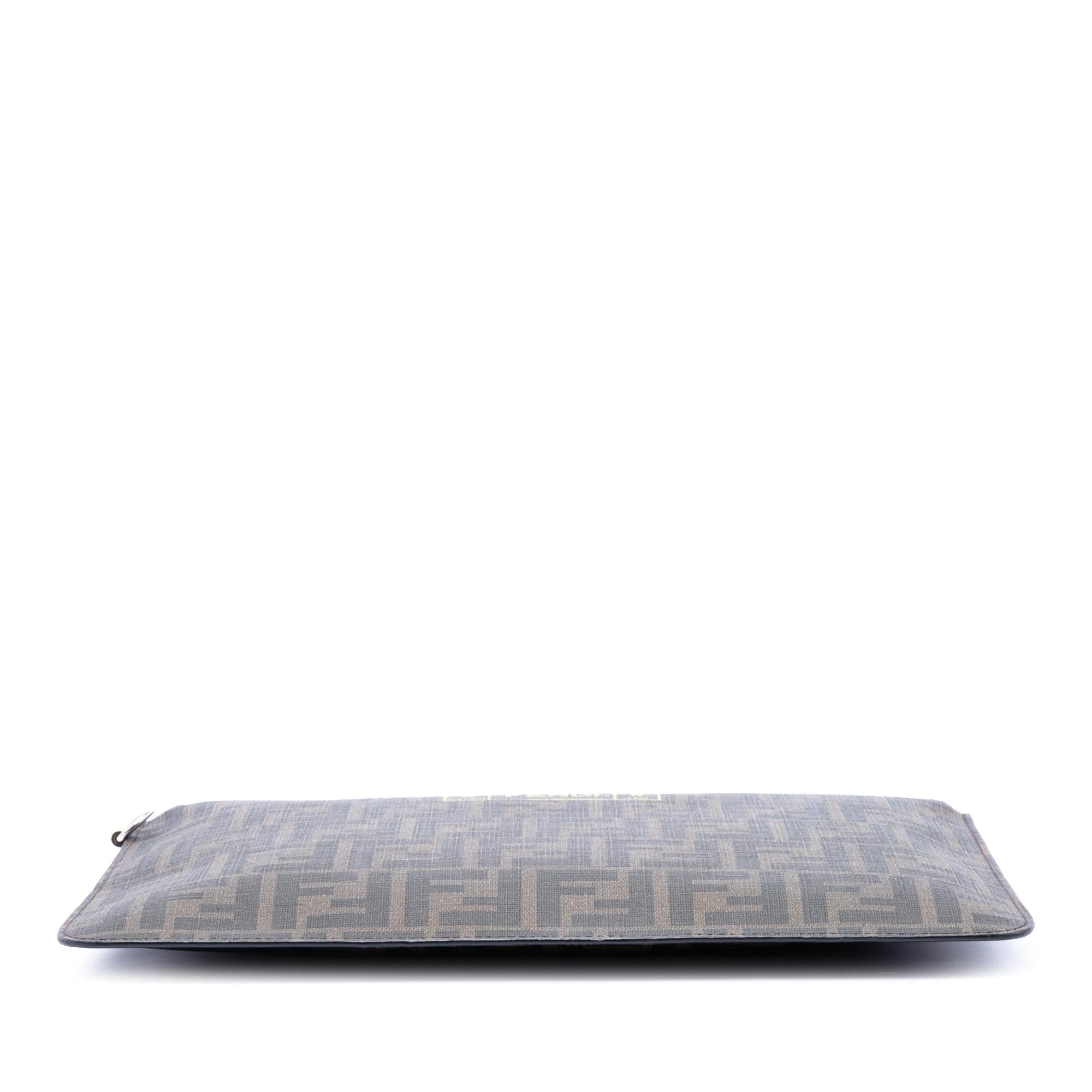 Fendi Zucca Coated Canvas Roma Amor Zip Pouch
