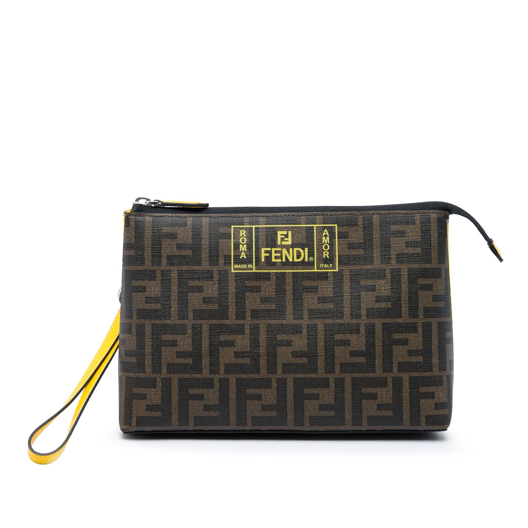 Fendi Zucca Coated Canvas Roma Amor Zip Pouch