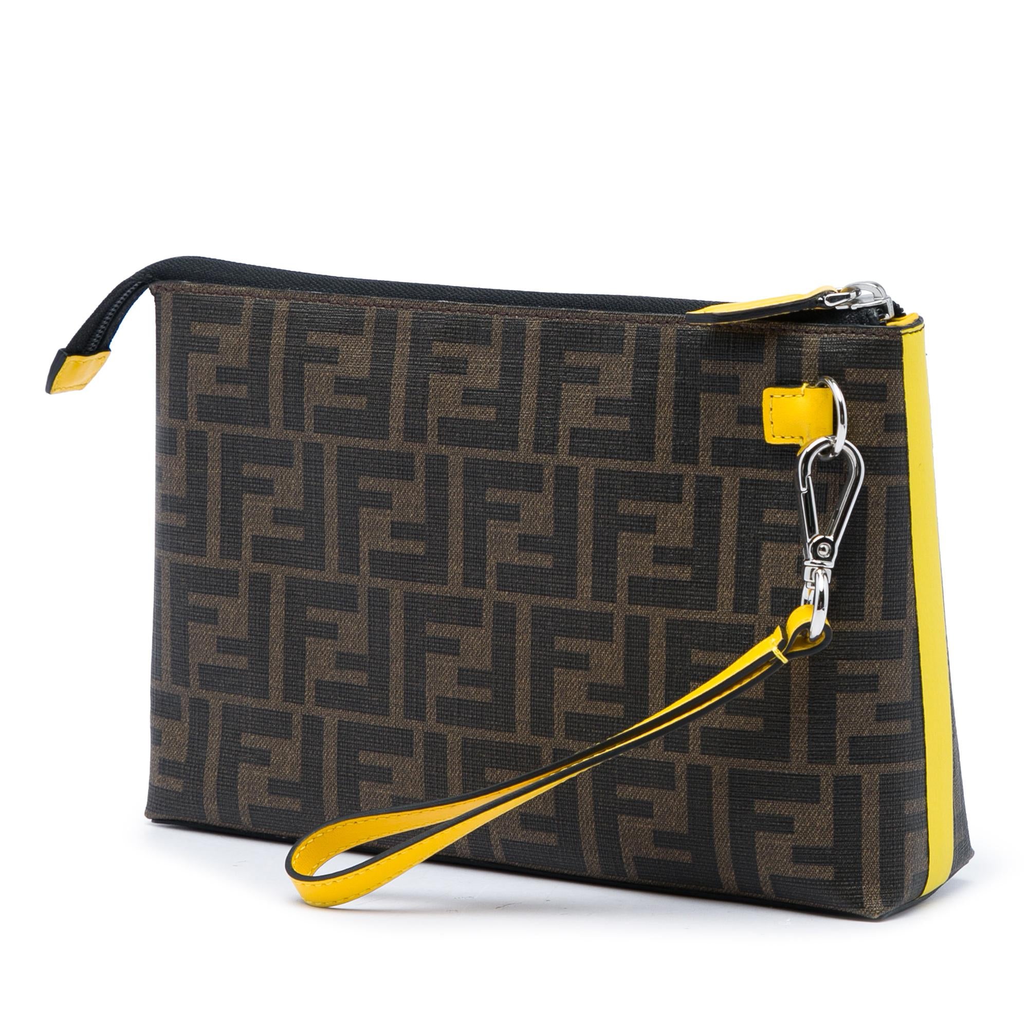 Fendi Zucca Coated Canvas Roma Amor Zip Pouch