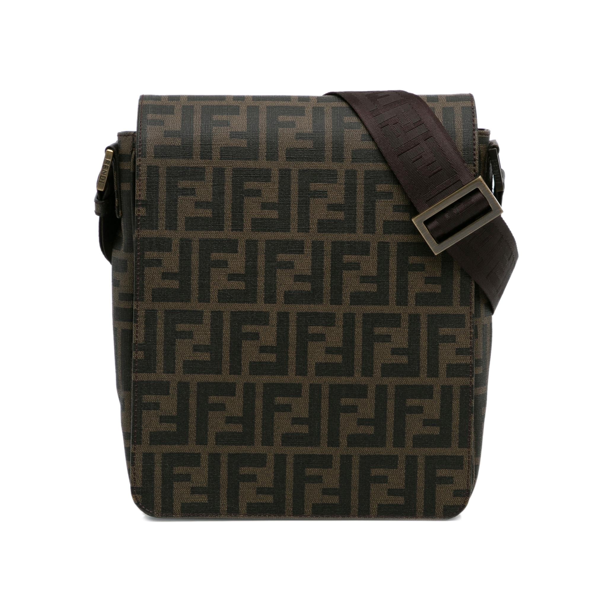 FENDI Zucchino Canvas Shoulder Bag Brown Auth ep8229 | eBay
