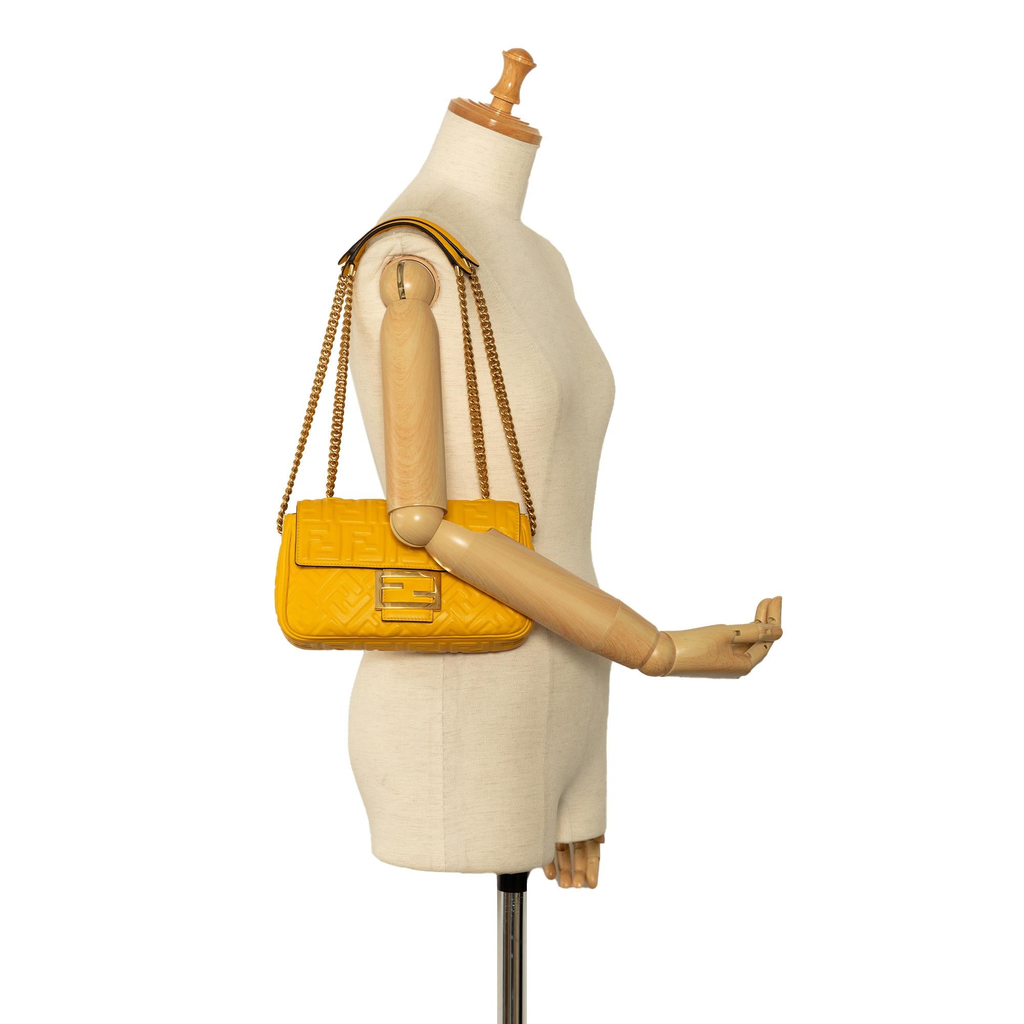 Fendi Zucca Embossed Chain Midi Baguette