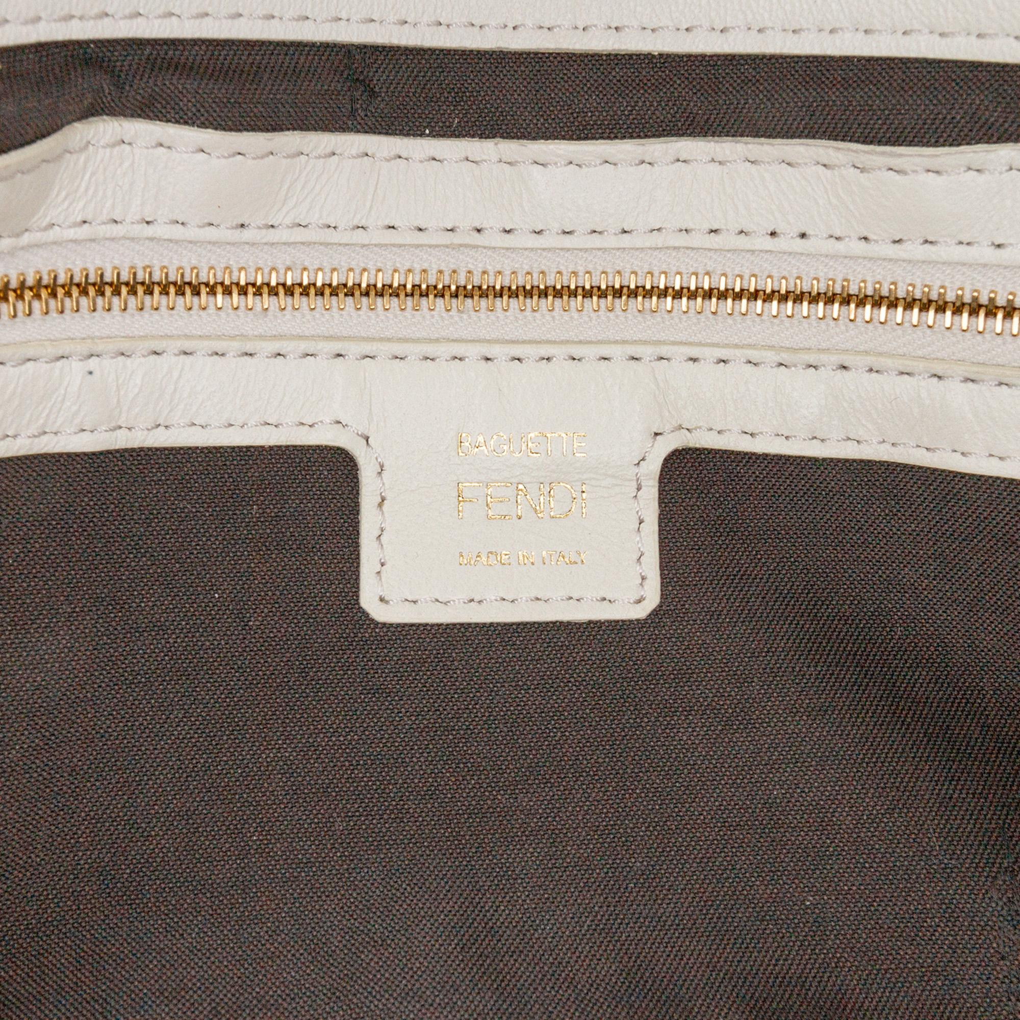 Fendi Zucca Embossed Leather Baguette Satchel