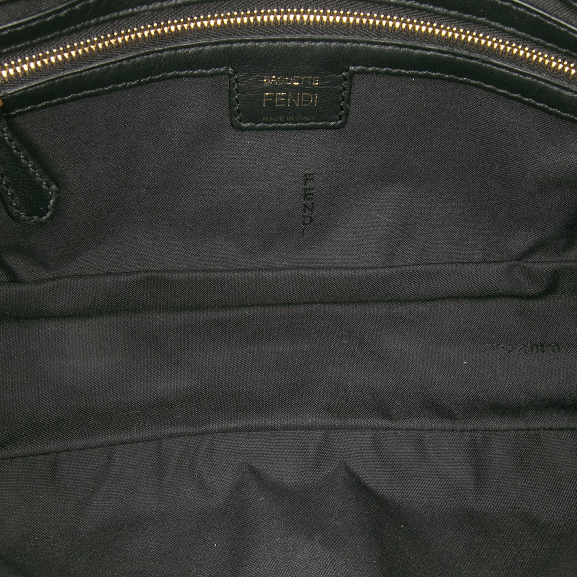 Fendi Zucca Embossed Leather Baguette Satchel