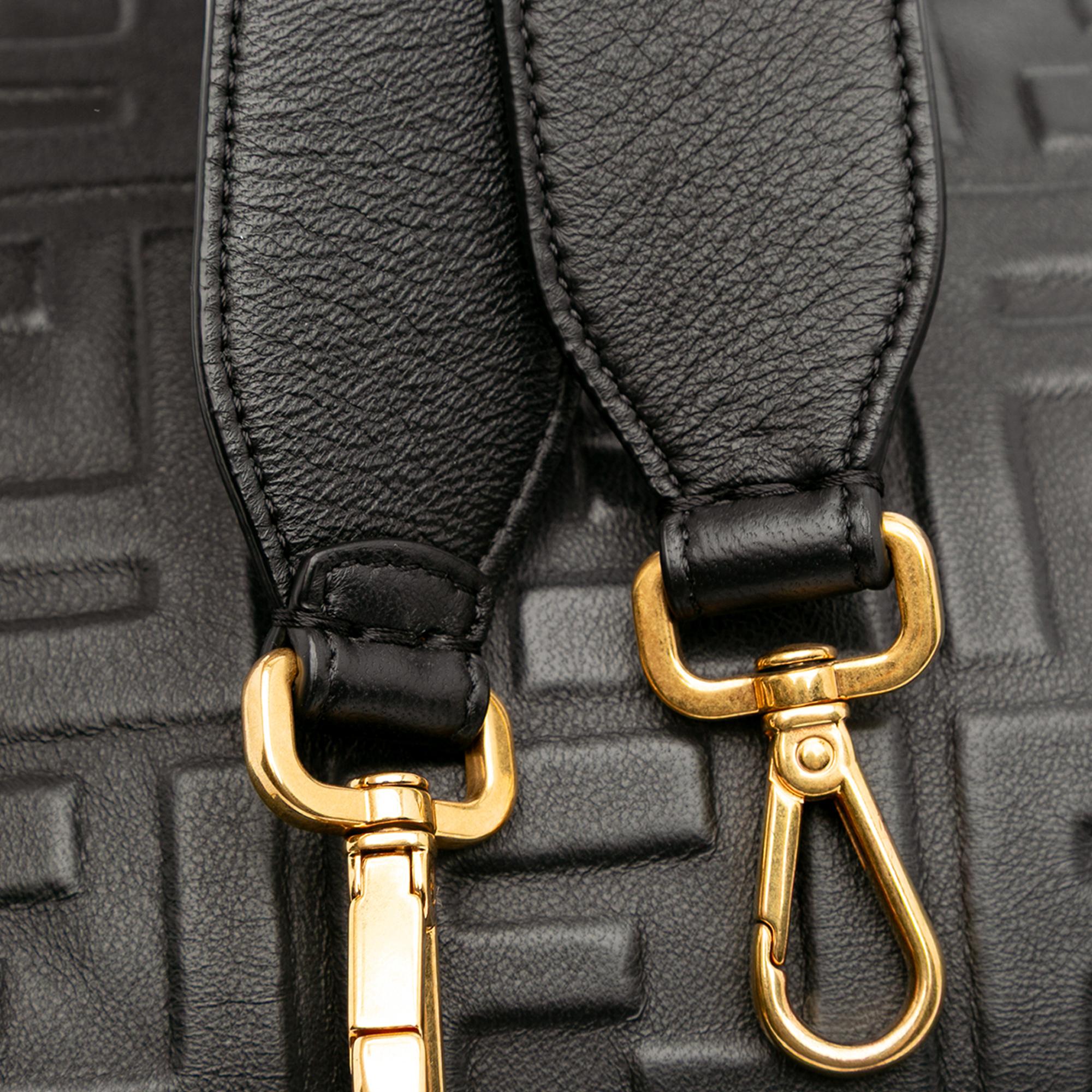 Fendi Zucca Embossed Leather Baguette Satchel