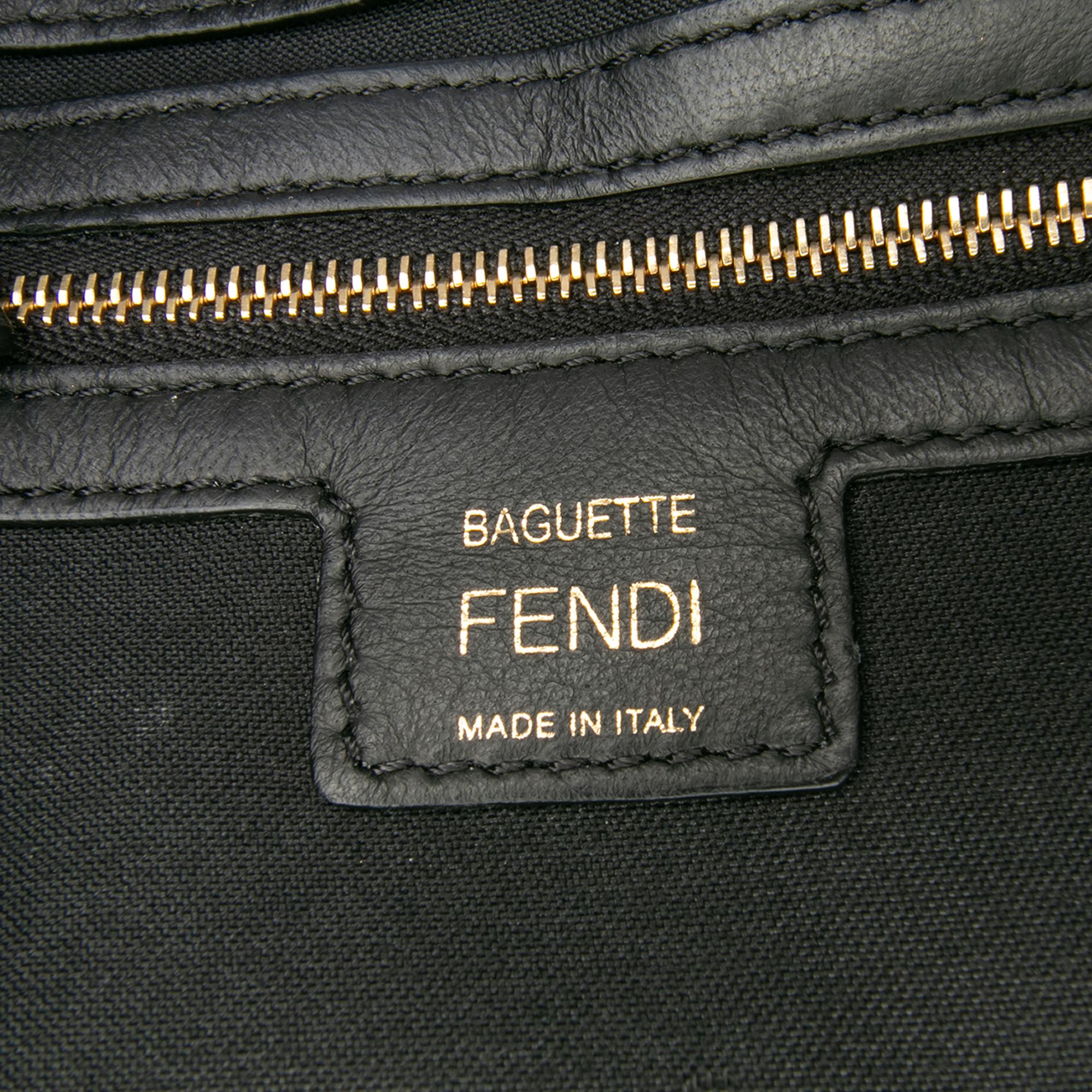 Fendi Zucca Embossed Leather Baguette Satchel