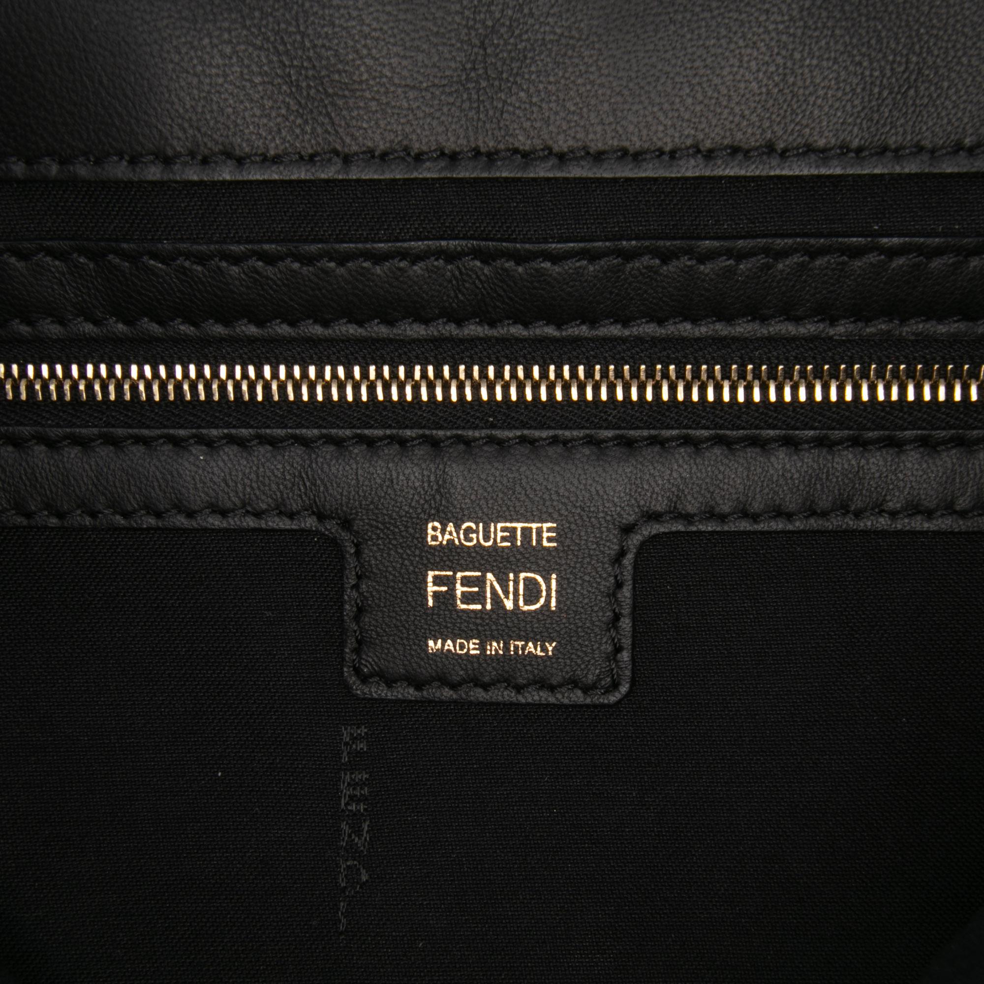Fendi Zucca Embossed Leather Baguette Satchel