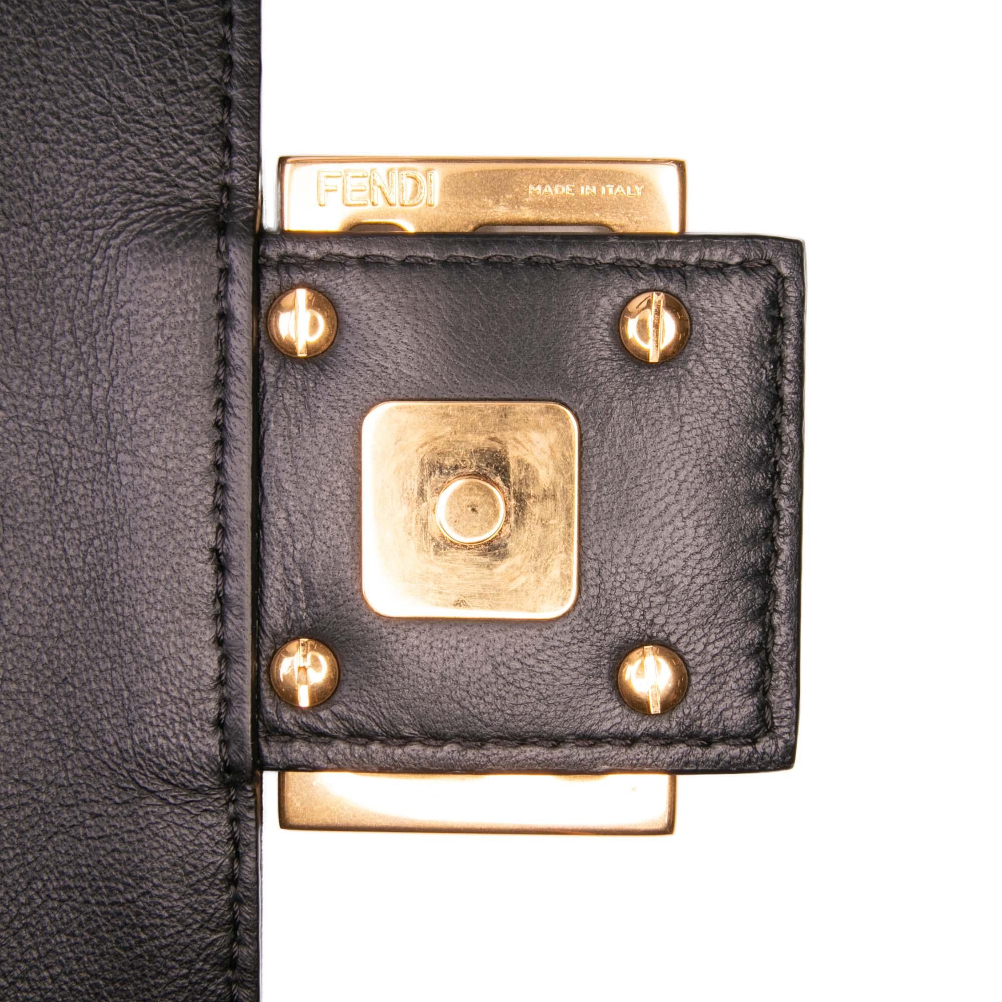 Fendi Zucca Embossed Leather Baguette Satchel
