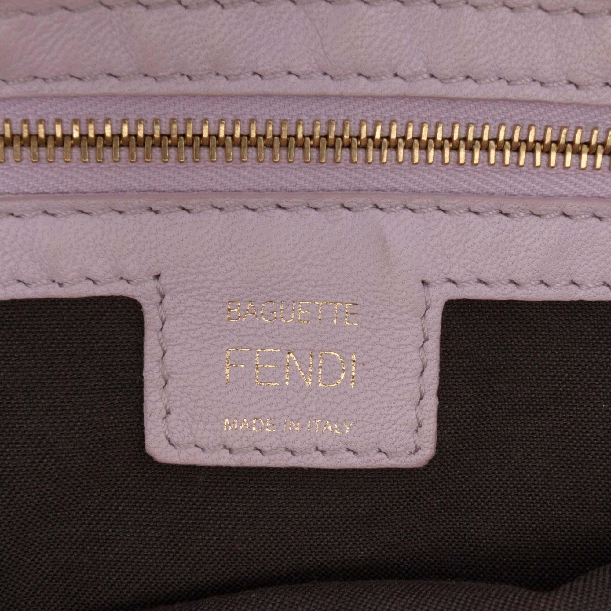 Fendi Zucca Embossed Leather Baguette Satchel