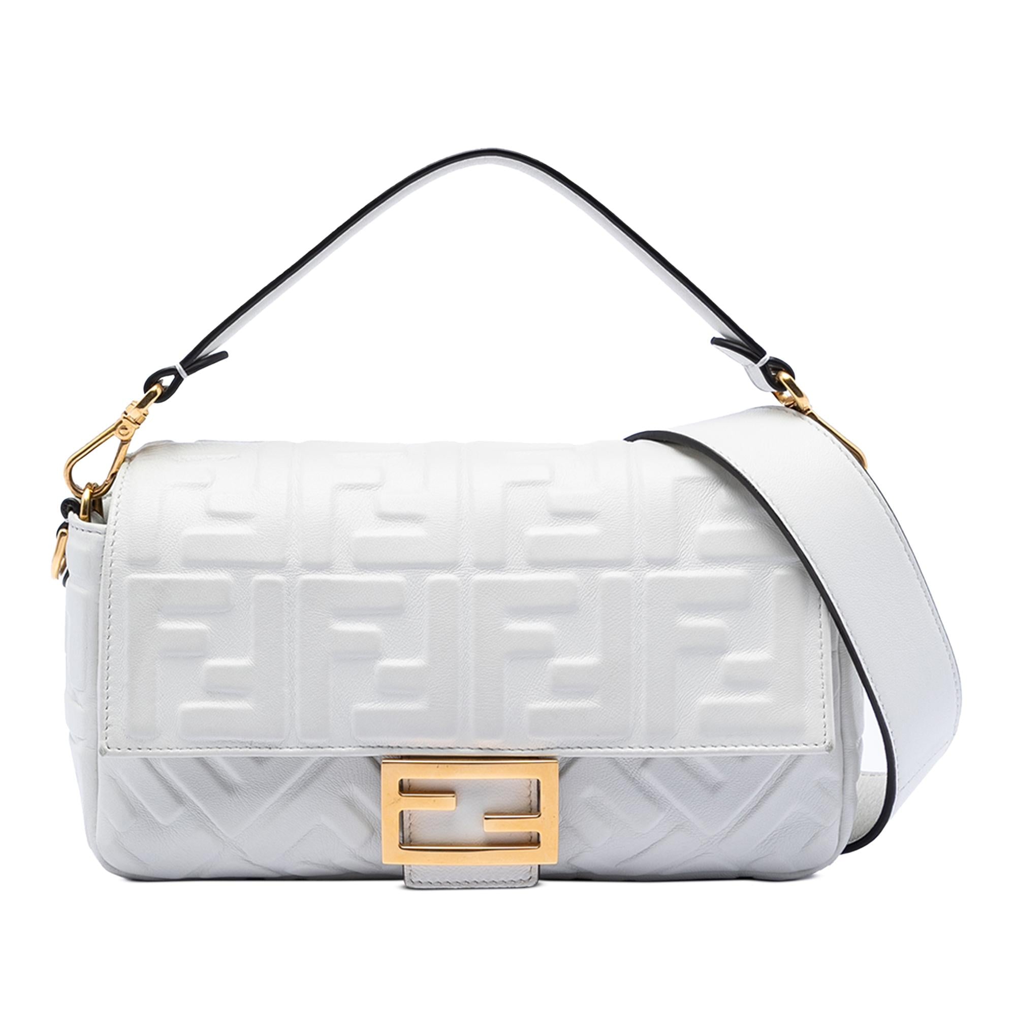 Fendi Zucca Embossed Leather Baguette Satchel