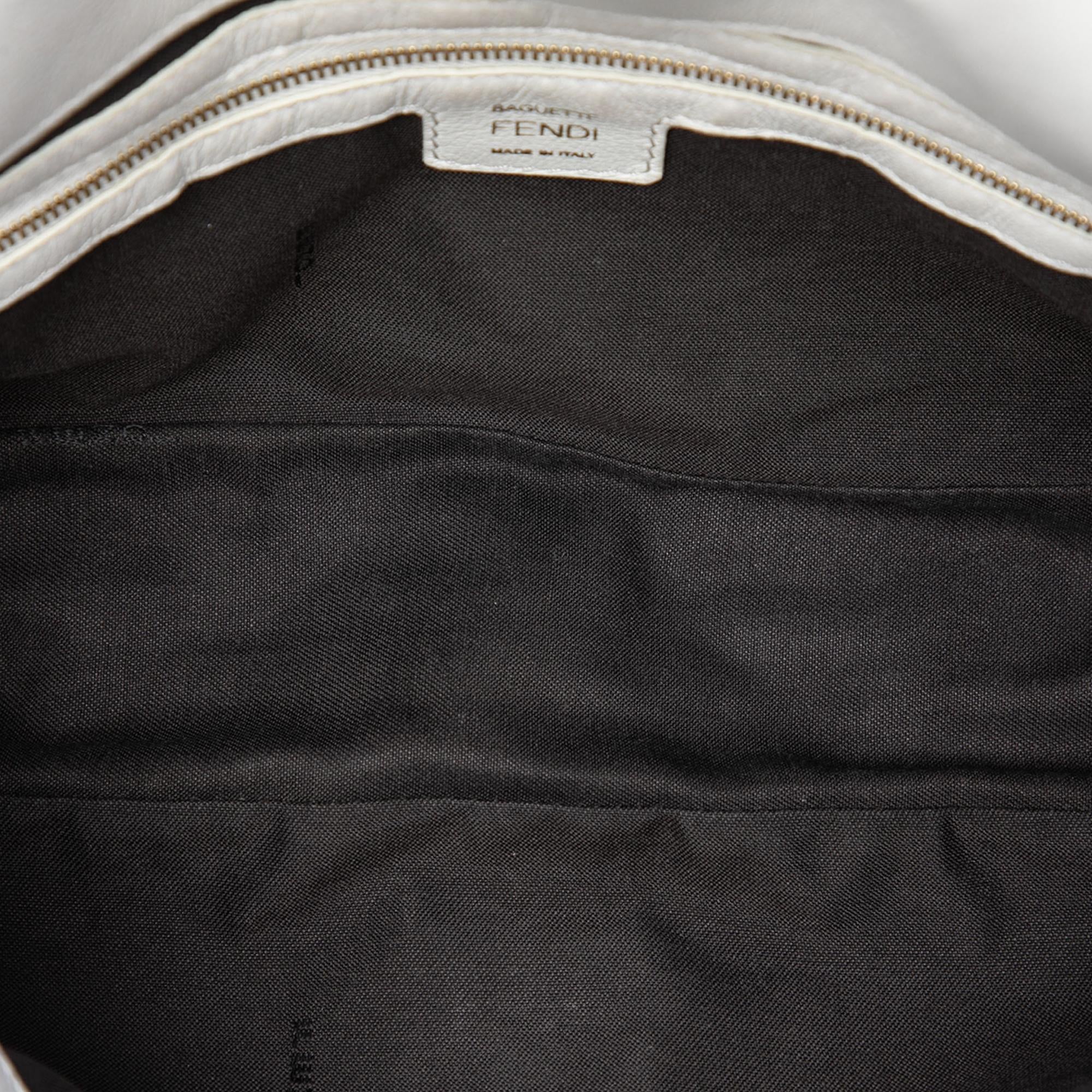 Fendi Zucca Embossed Leather Baguette Satchel