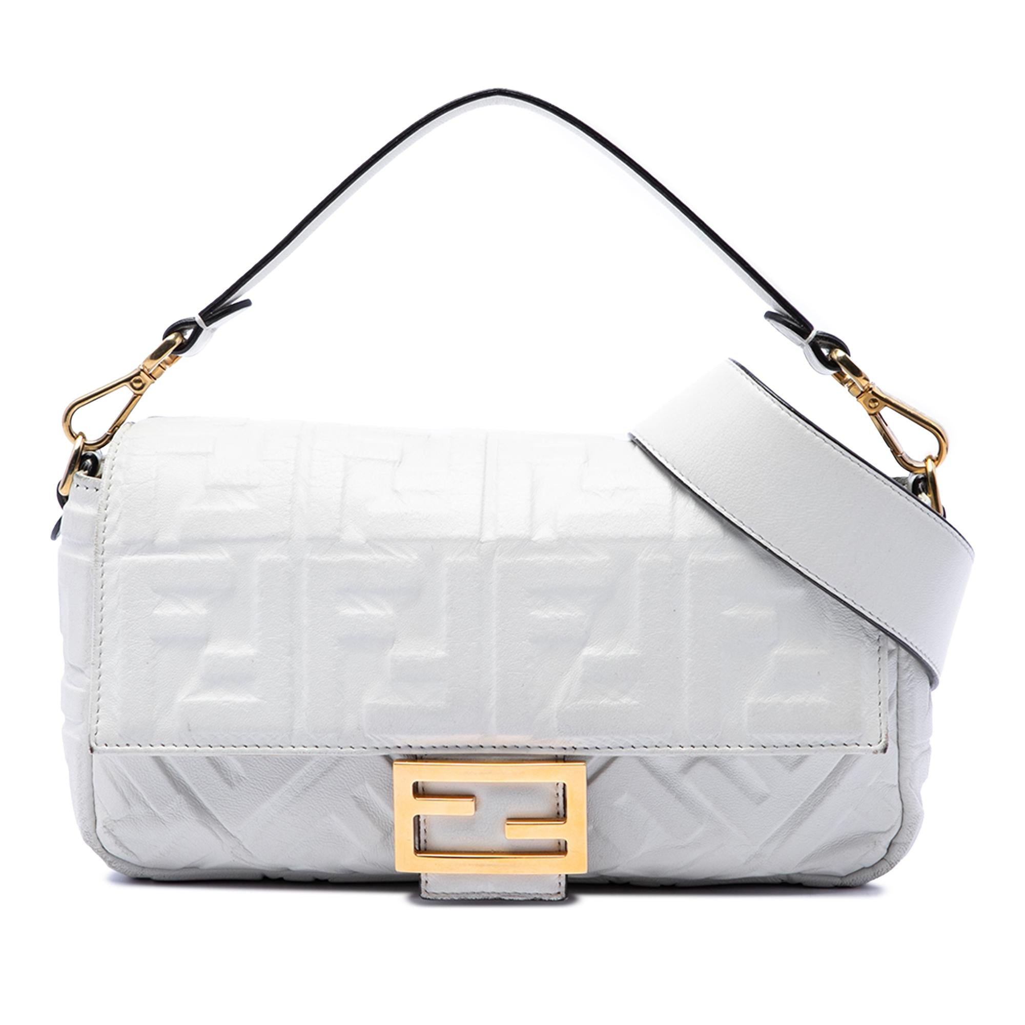Fendi Zucca Embossed Leather Baguette Satchel