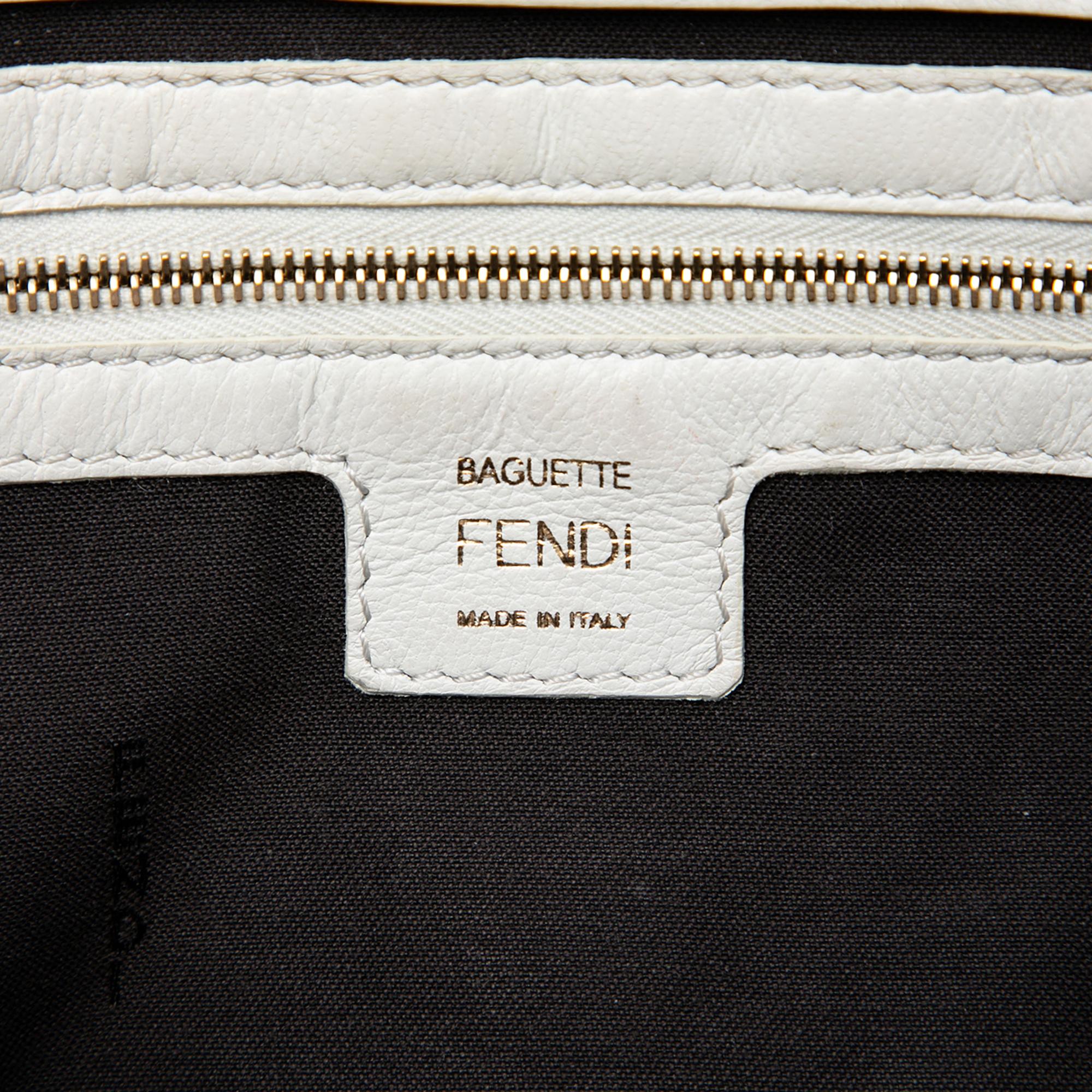 Fendi Zucca Embossed Leather Baguette Satchel