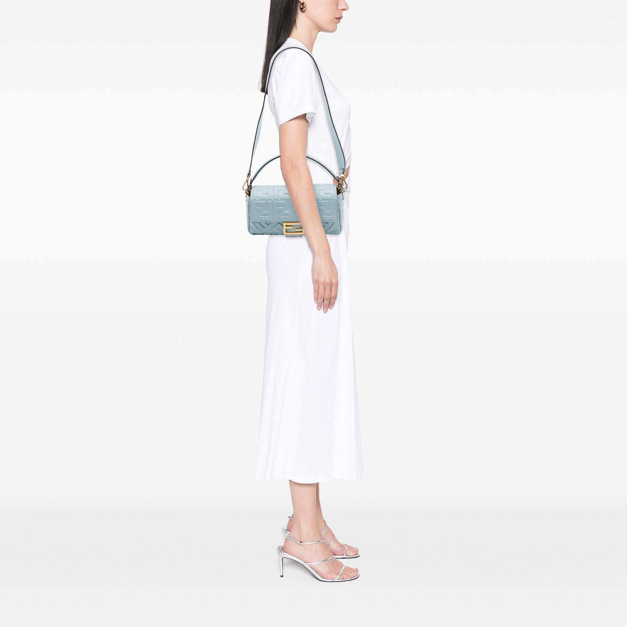 Fendi Zucca Embossed Leather Baguette Satchel