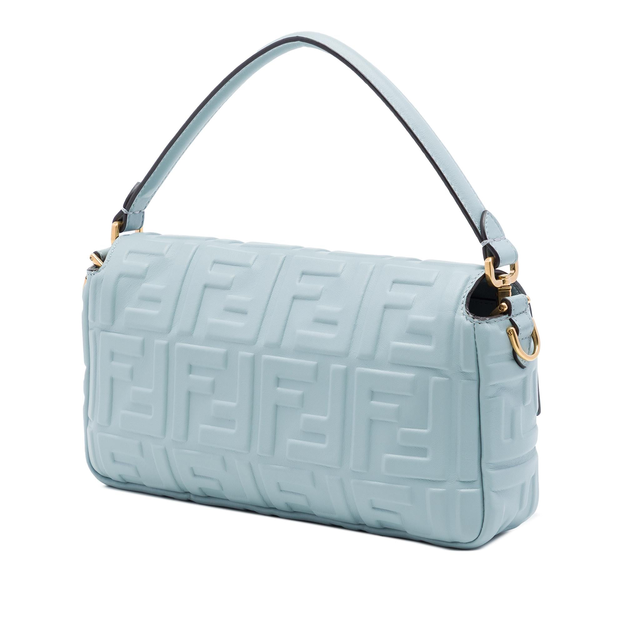 Fendi Zucca Embossed Leather Baguette Satchel