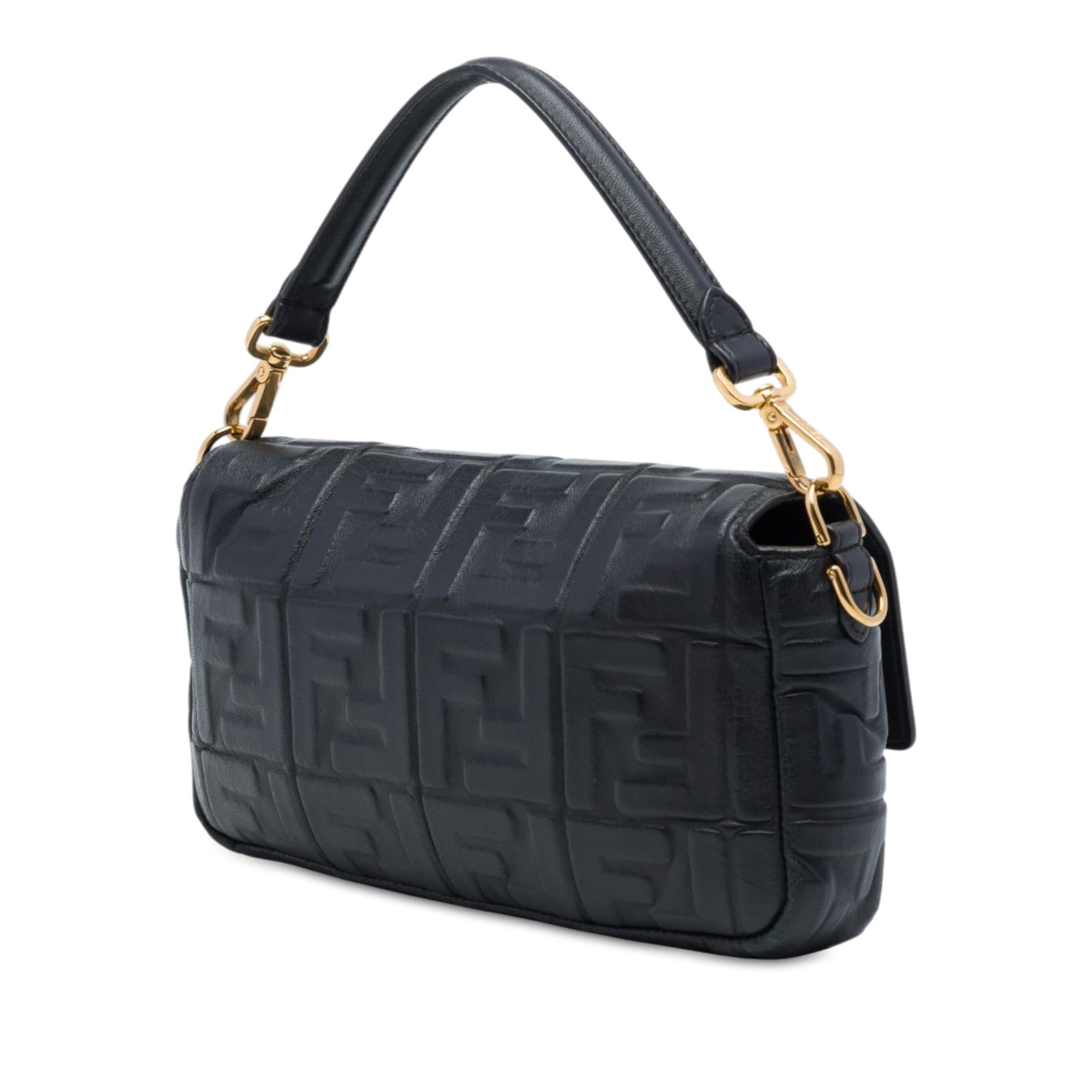 Fendi Zucca Embossed Leather Baguette Satchel