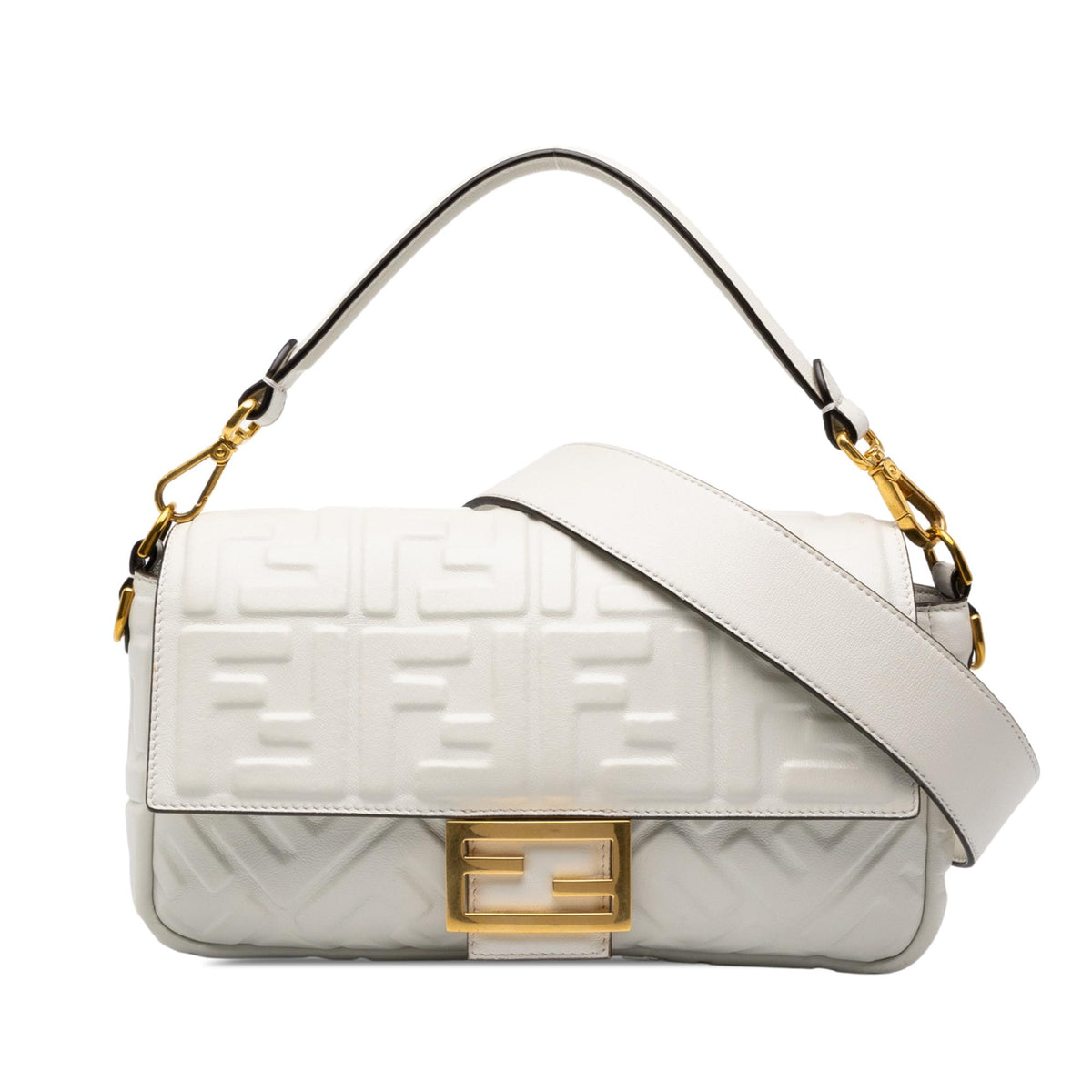 Fendi Zucca Embossed Leather Baguette Satchel