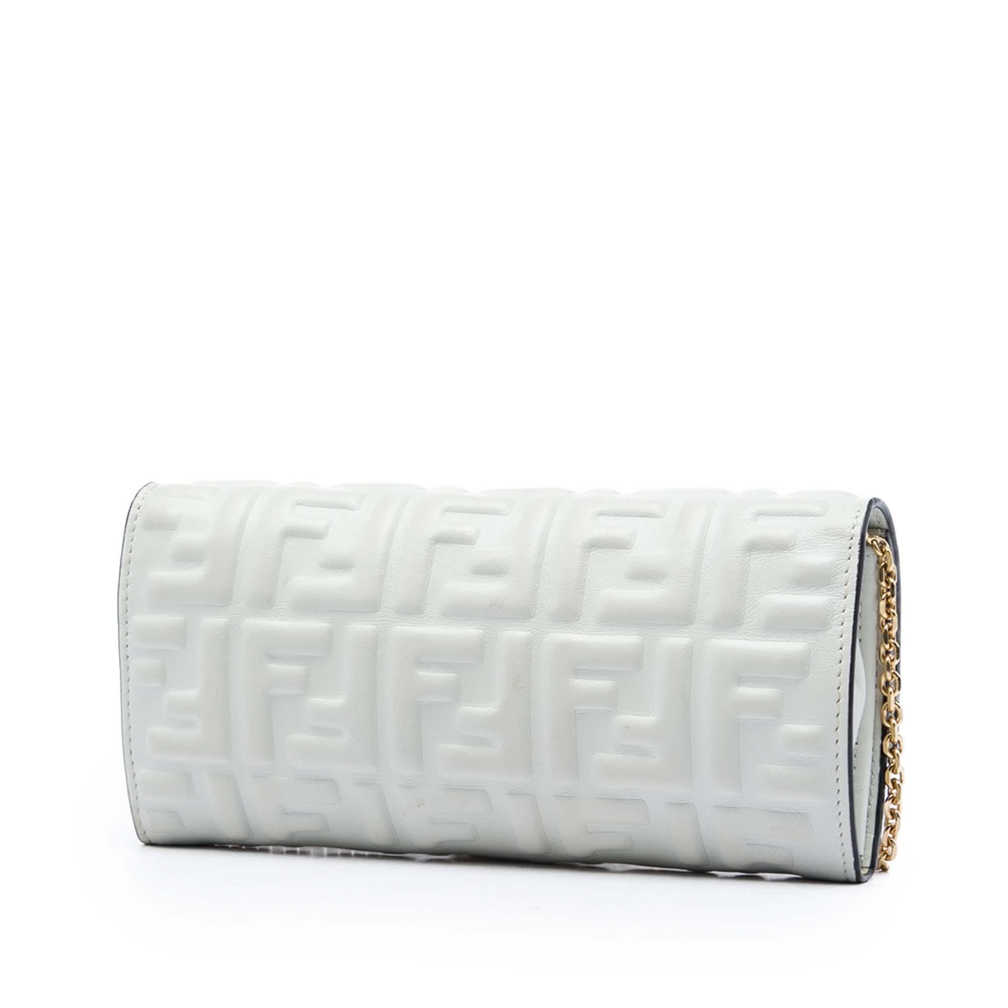 Fendi Zucca Embossed Nappa Baguette Continental Wallet With Chain