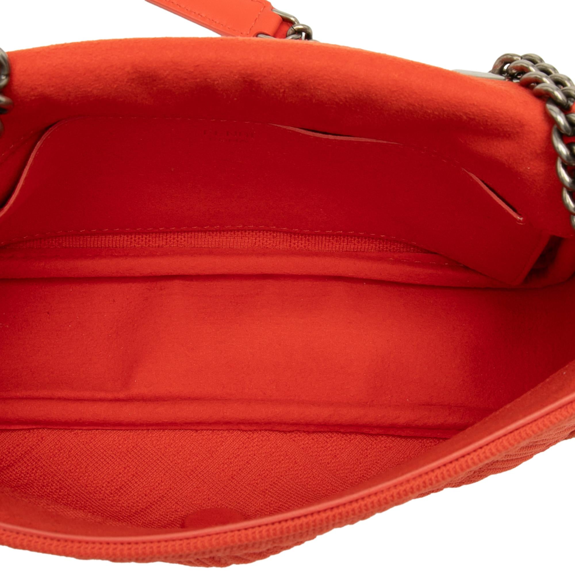 Fendi Zucca Embossed Technical Fabric Chain Midi Baguette