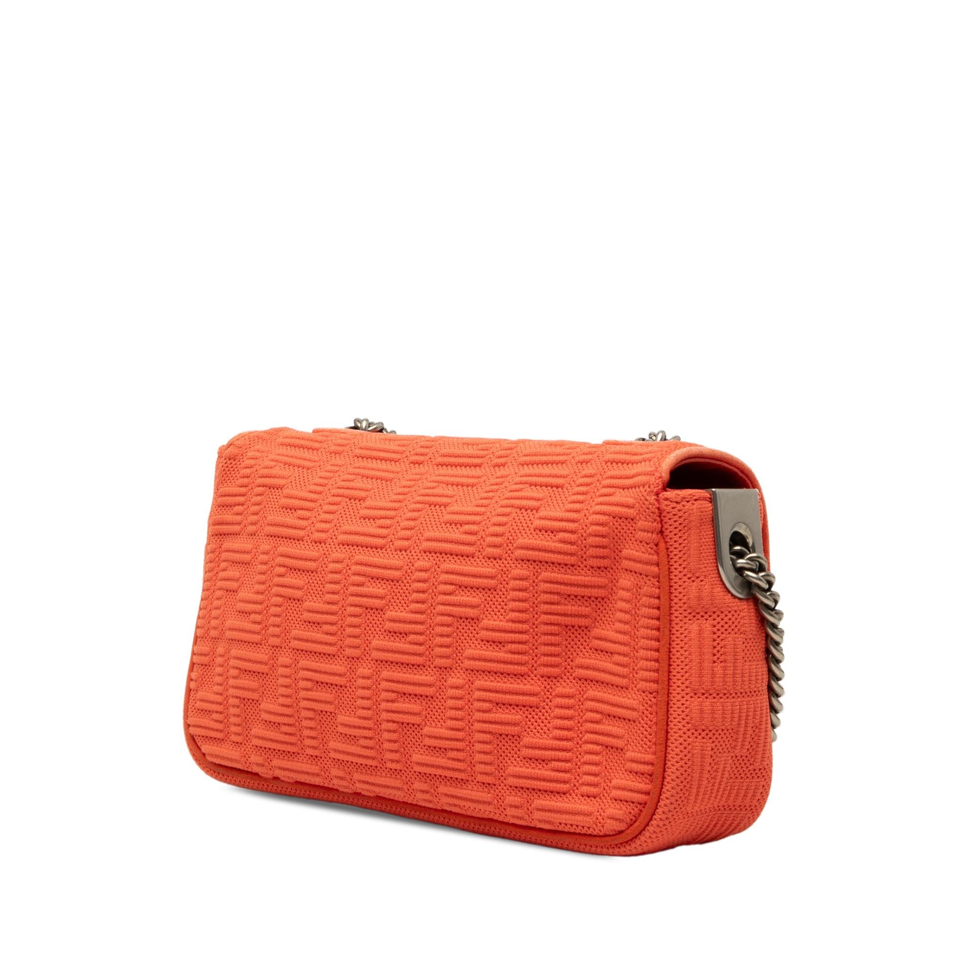 Fendi Zucca Embossed Technical Fabric Chain Midi Baguette