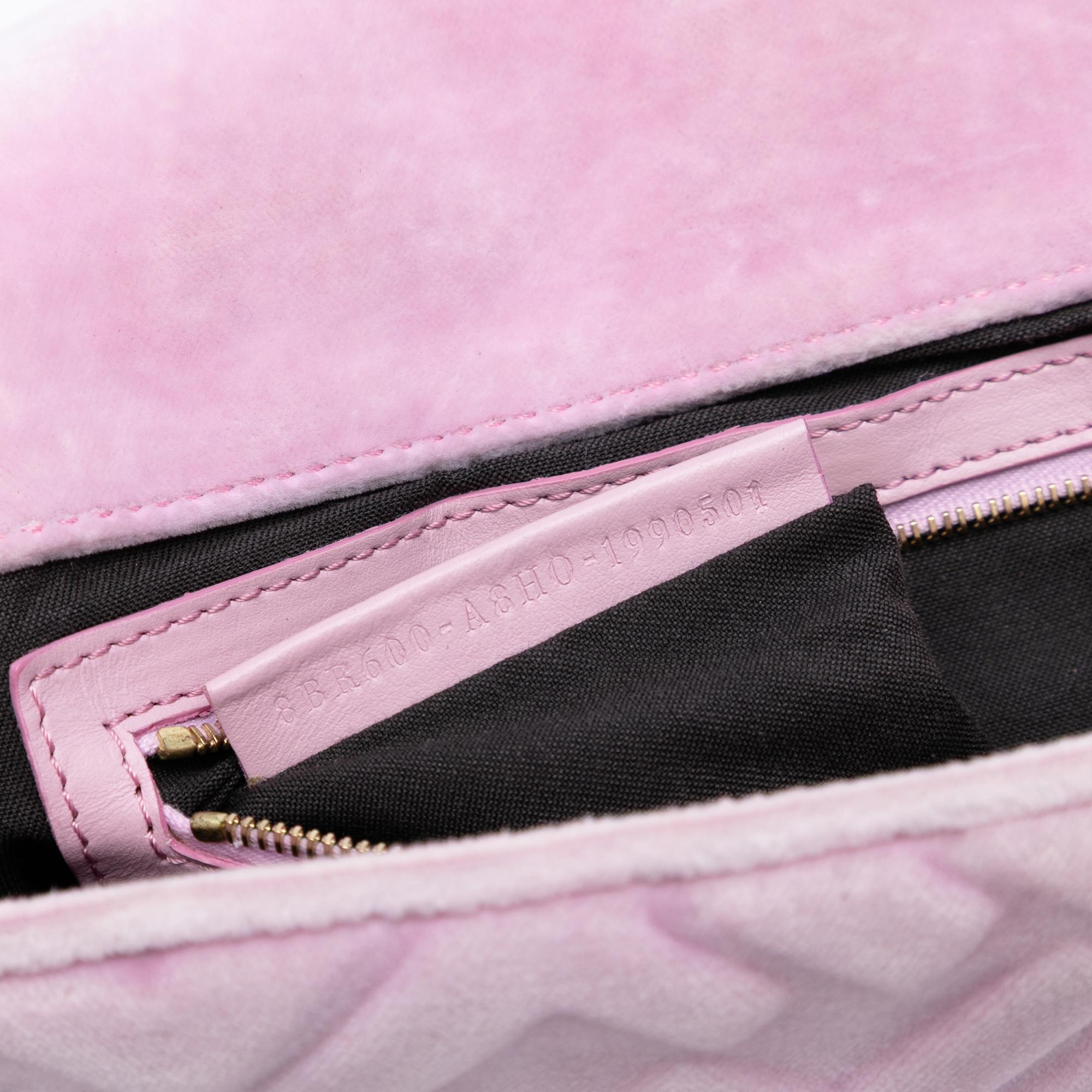 Fendi Zucca Embossed Velvet Baguette Satchel