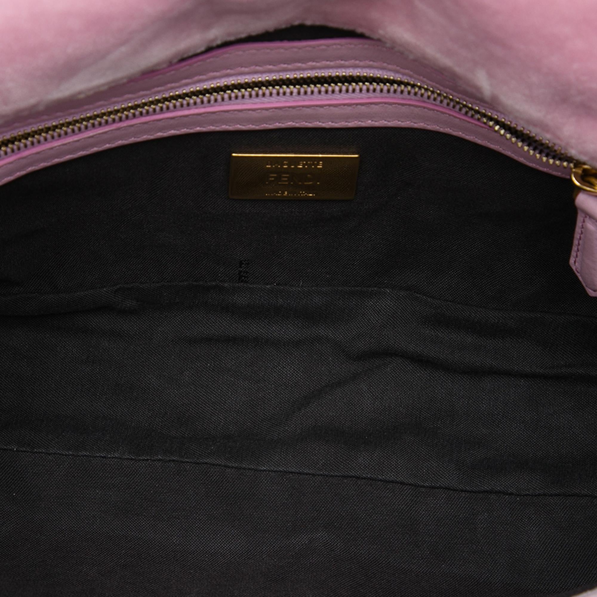 Fendi Zucca Embossed Velvet Baguette Satchel