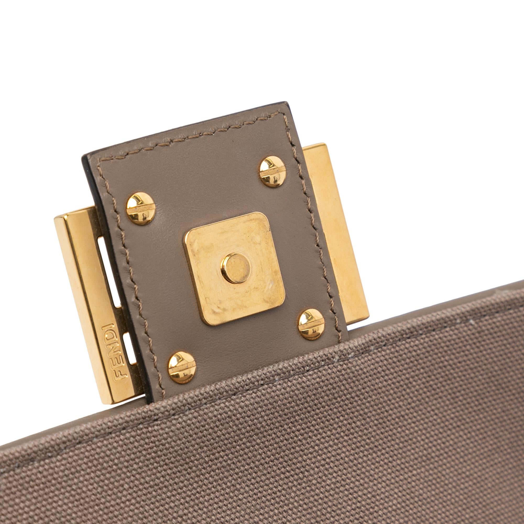 Fendi Zucca Embroidered Canvas Baguette Satchel