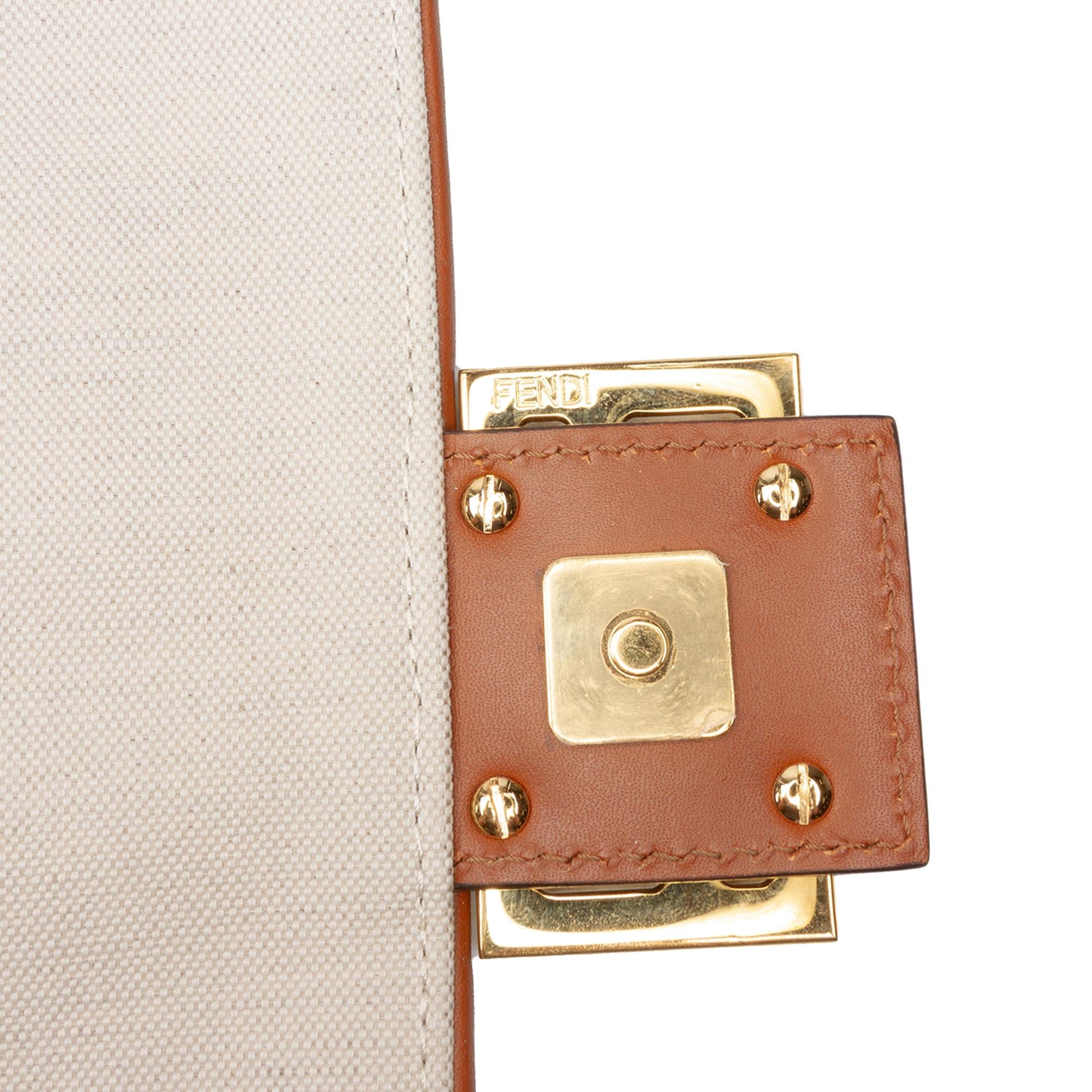 Fendi Zucca Embroidered Canvas Baguette Satchel