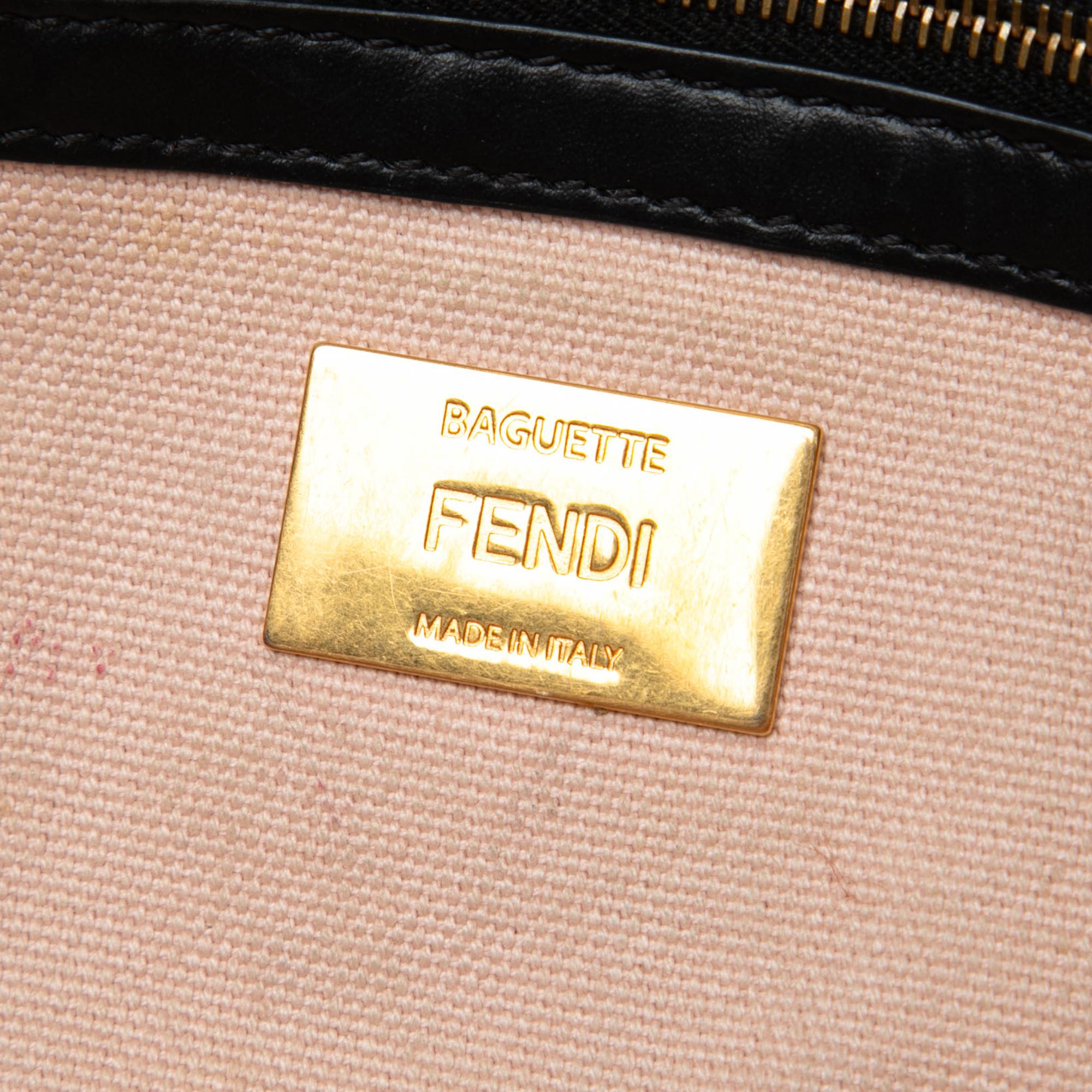 Fendi Zucca Embroidered Canvas Baguette Satchel