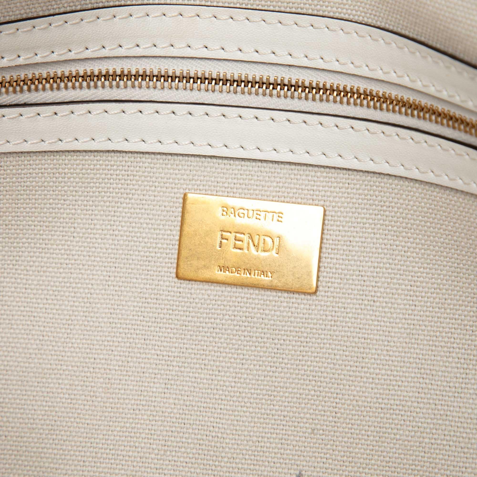 Fendi Zucca Embroidered Canvas Baguette Satchel