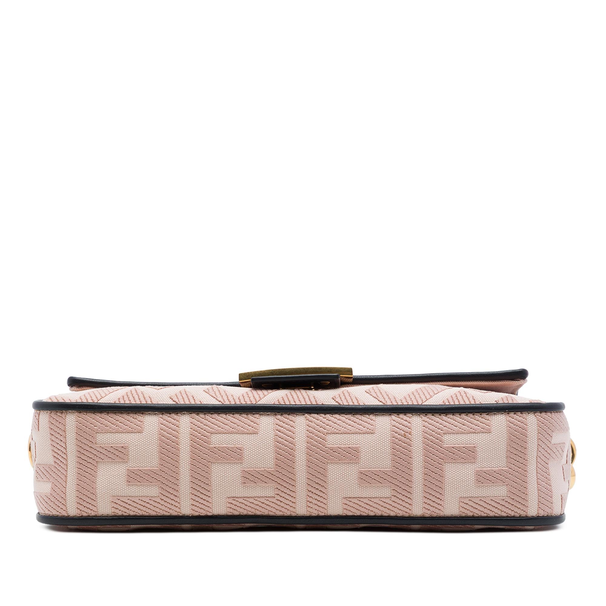 Fendi Zucca Embroidered Canvas Baguette Satchel