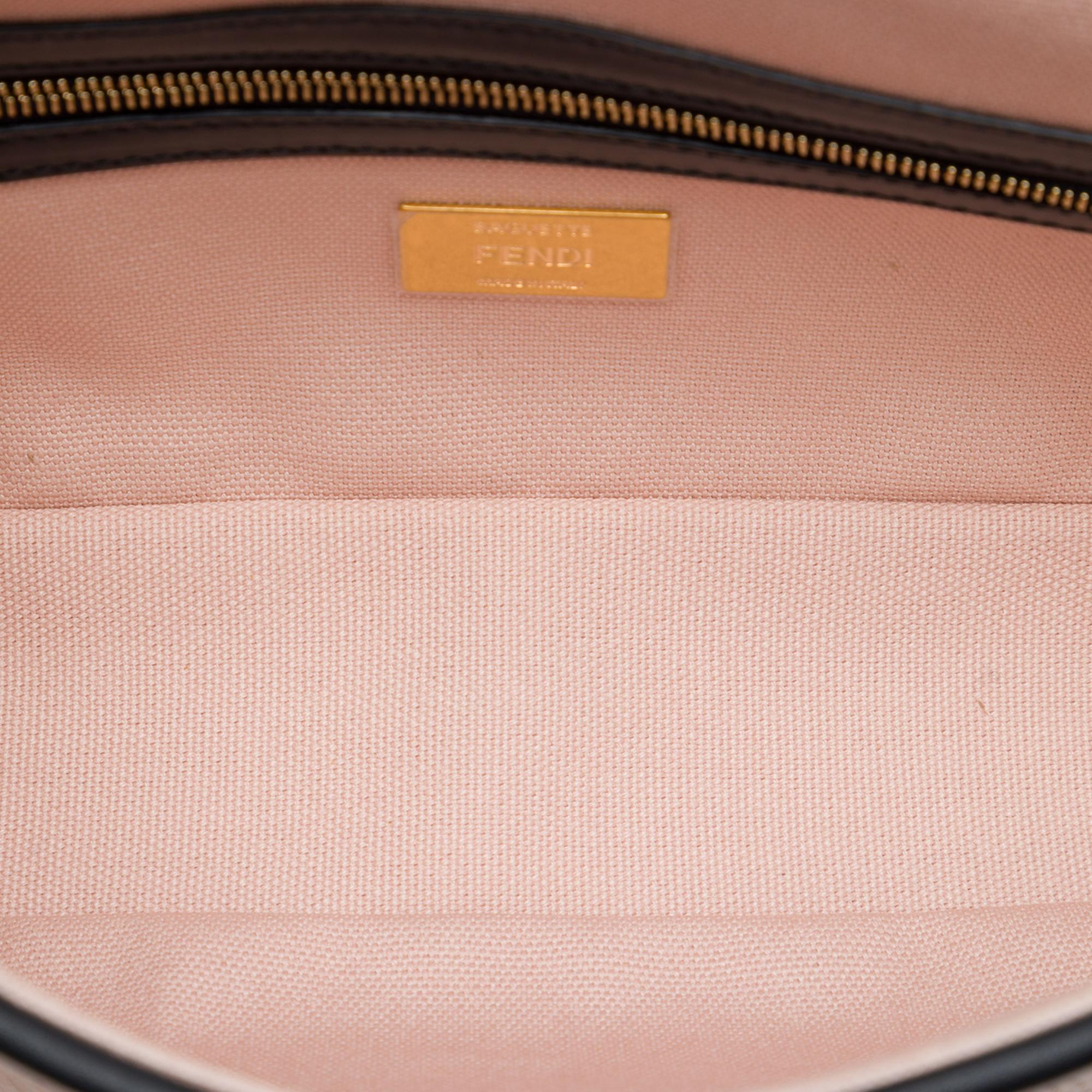 Fendi Zucca Embroidered Canvas Baguette Satchel