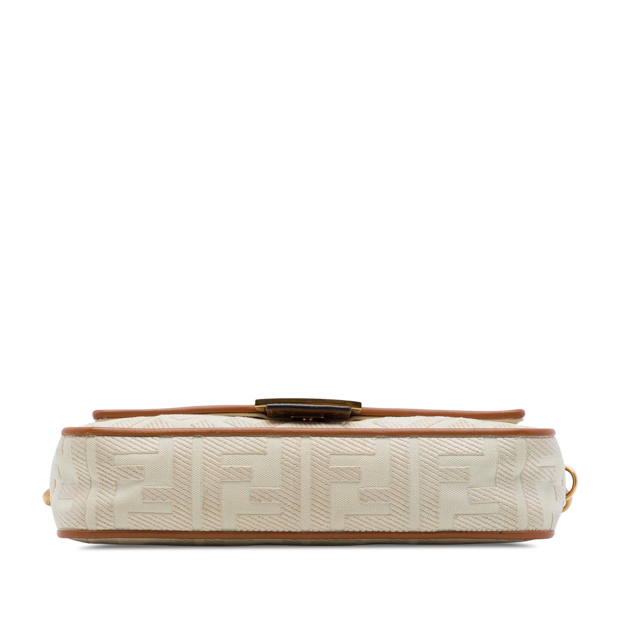 Fendi Zucca Embroidered Canvas Baguette Satchel