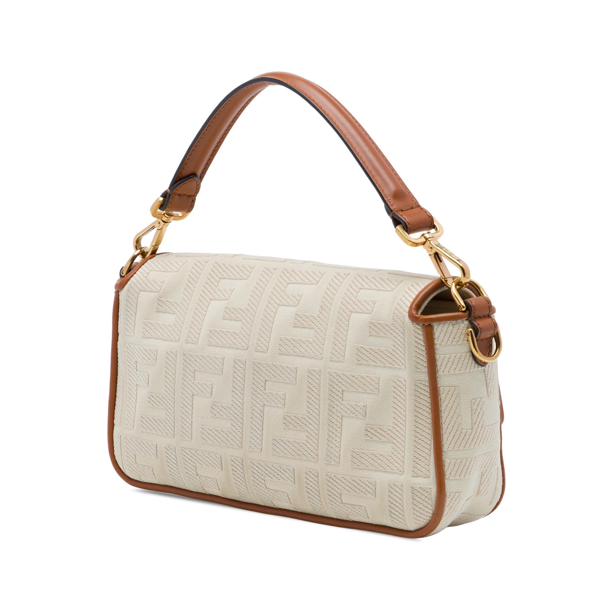 Fendi Zucca Embroidered Canvas Baguette Satchel