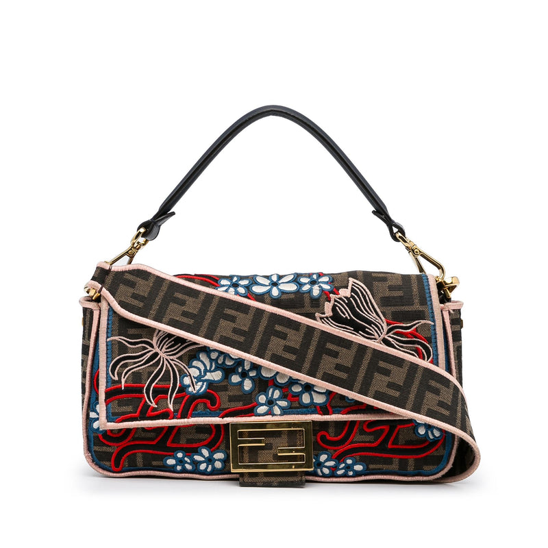 FENDI Canvas Vitello King F is Fendi FF Multicolor Embroidered