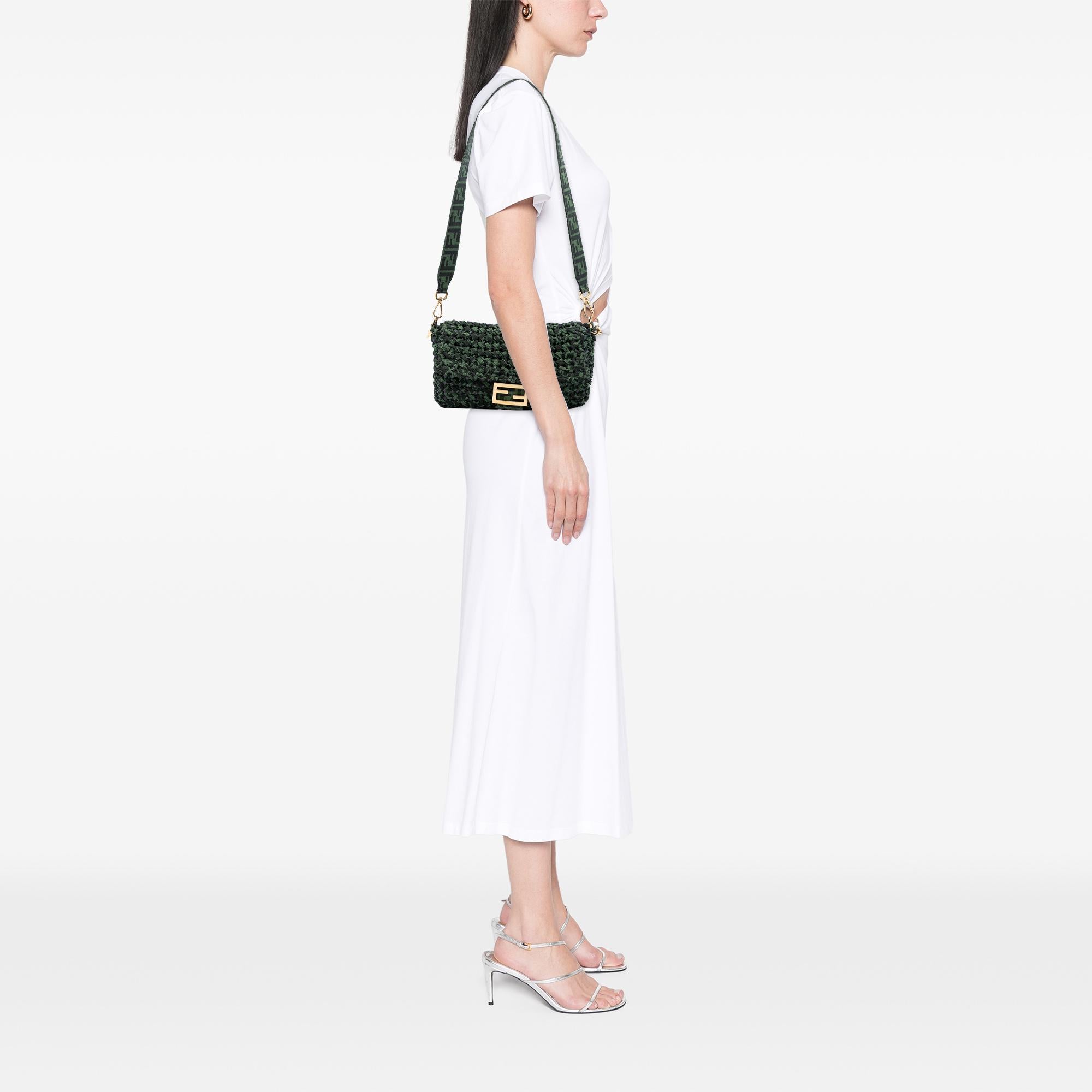 Fendi Zucca Interlaced Jacquard Baguette Satchel