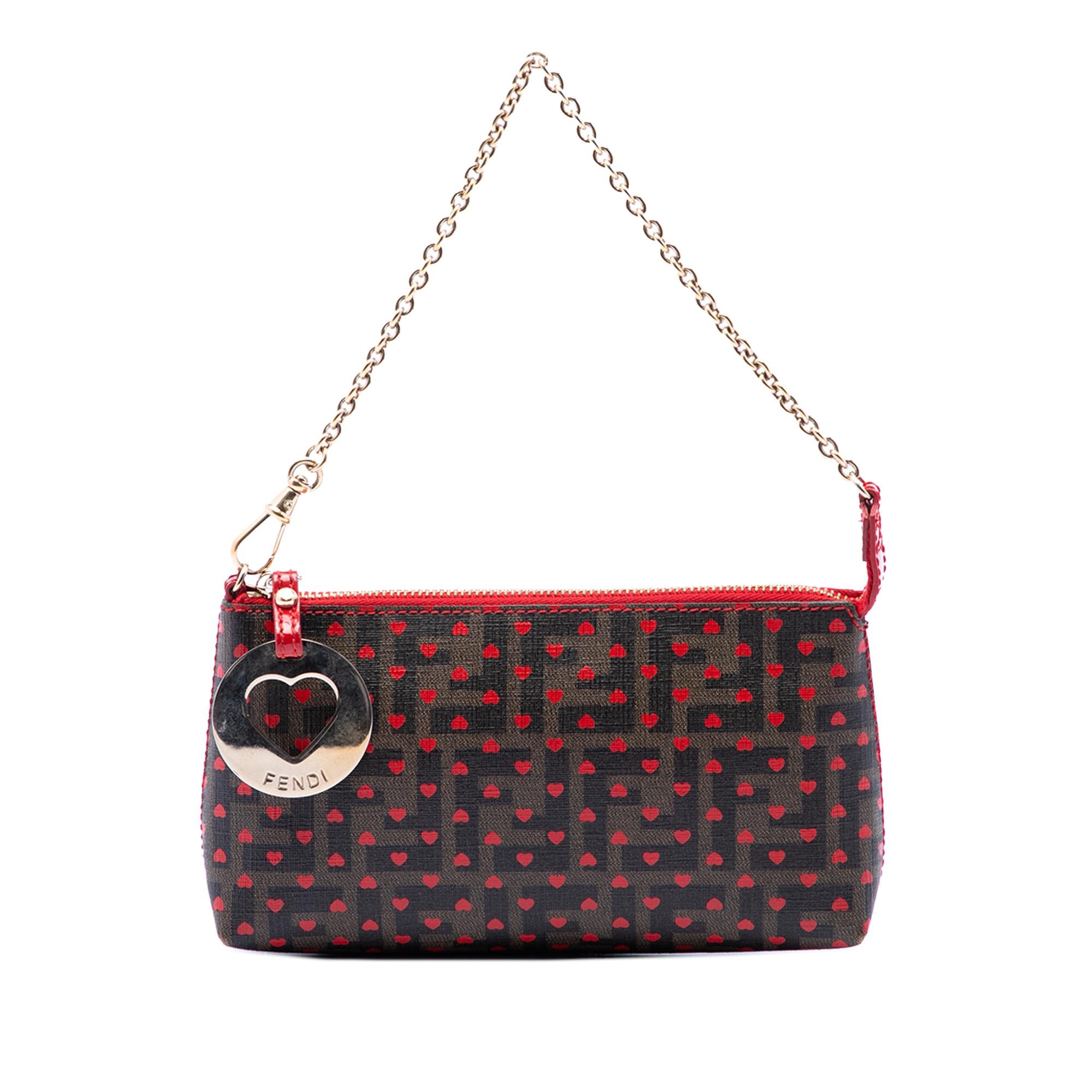 Fendi Zucca Spalmati Hearts Chain Pochette