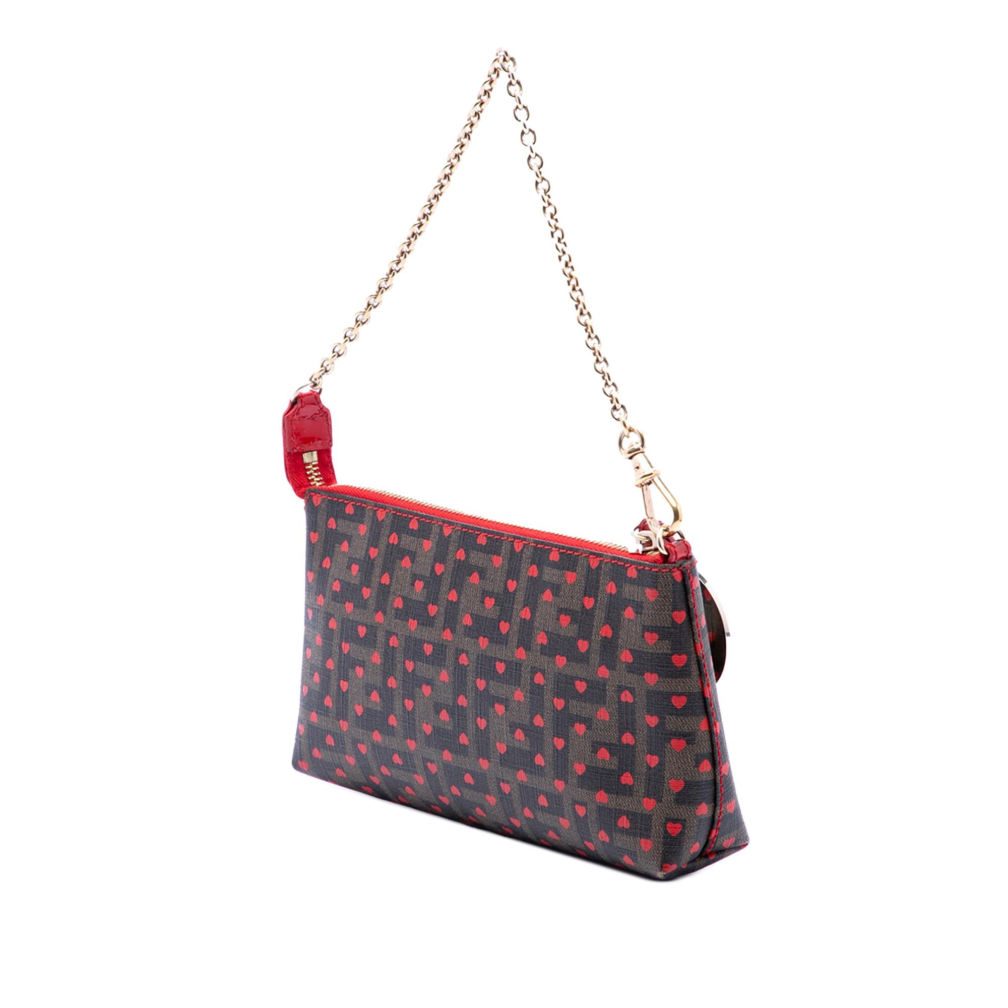 Fendi Zucca Spalmati Hearts Chain Pochette