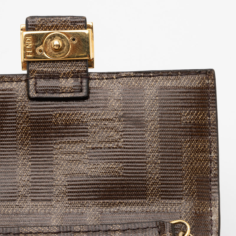 Fendi Zucca Embossed Leather Baguette Charm Bag
