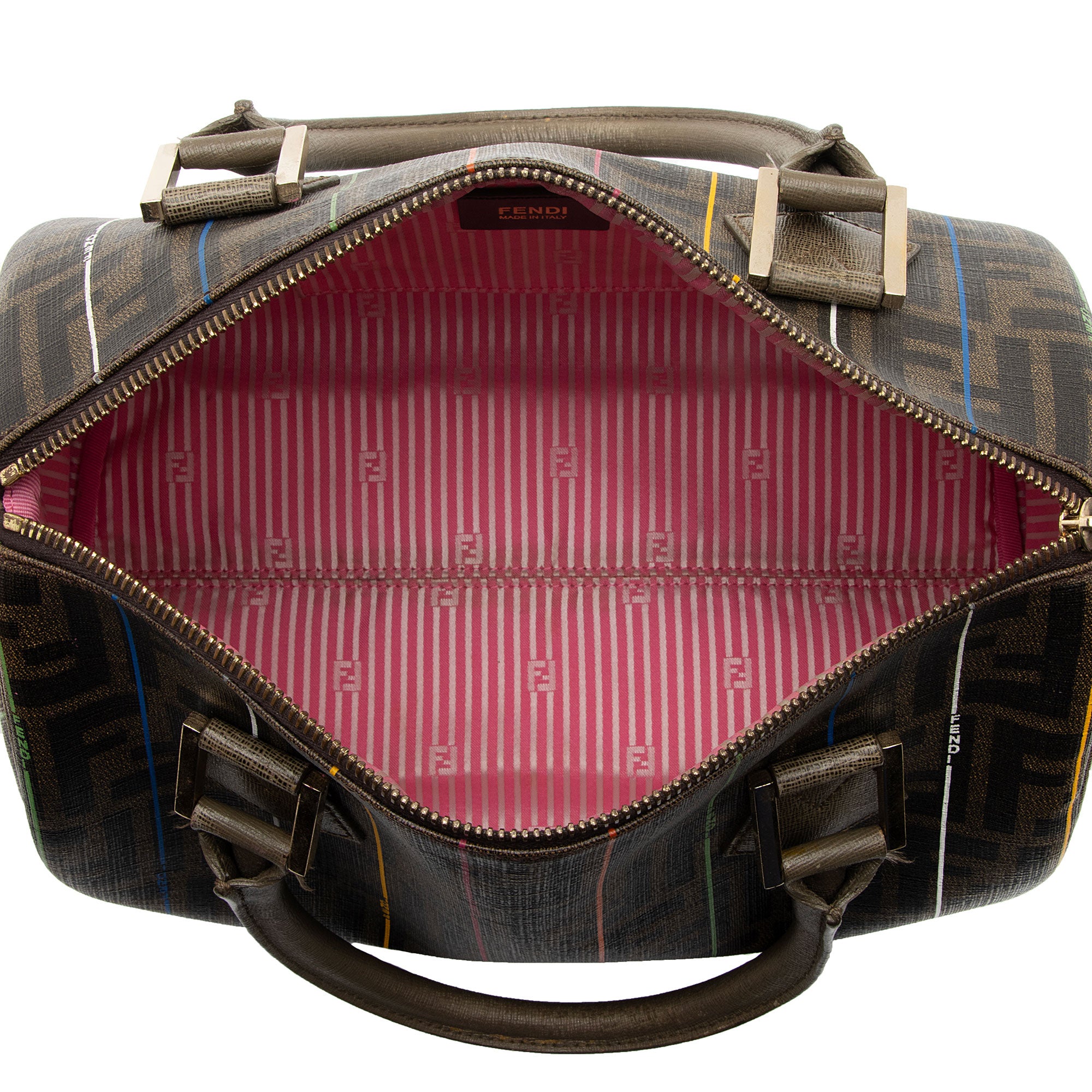 FENDI鞄正規品【売り切りたいのでSALE中】 Fendi Zucca Striped Boston Bag (SHF-r1Jr6D)