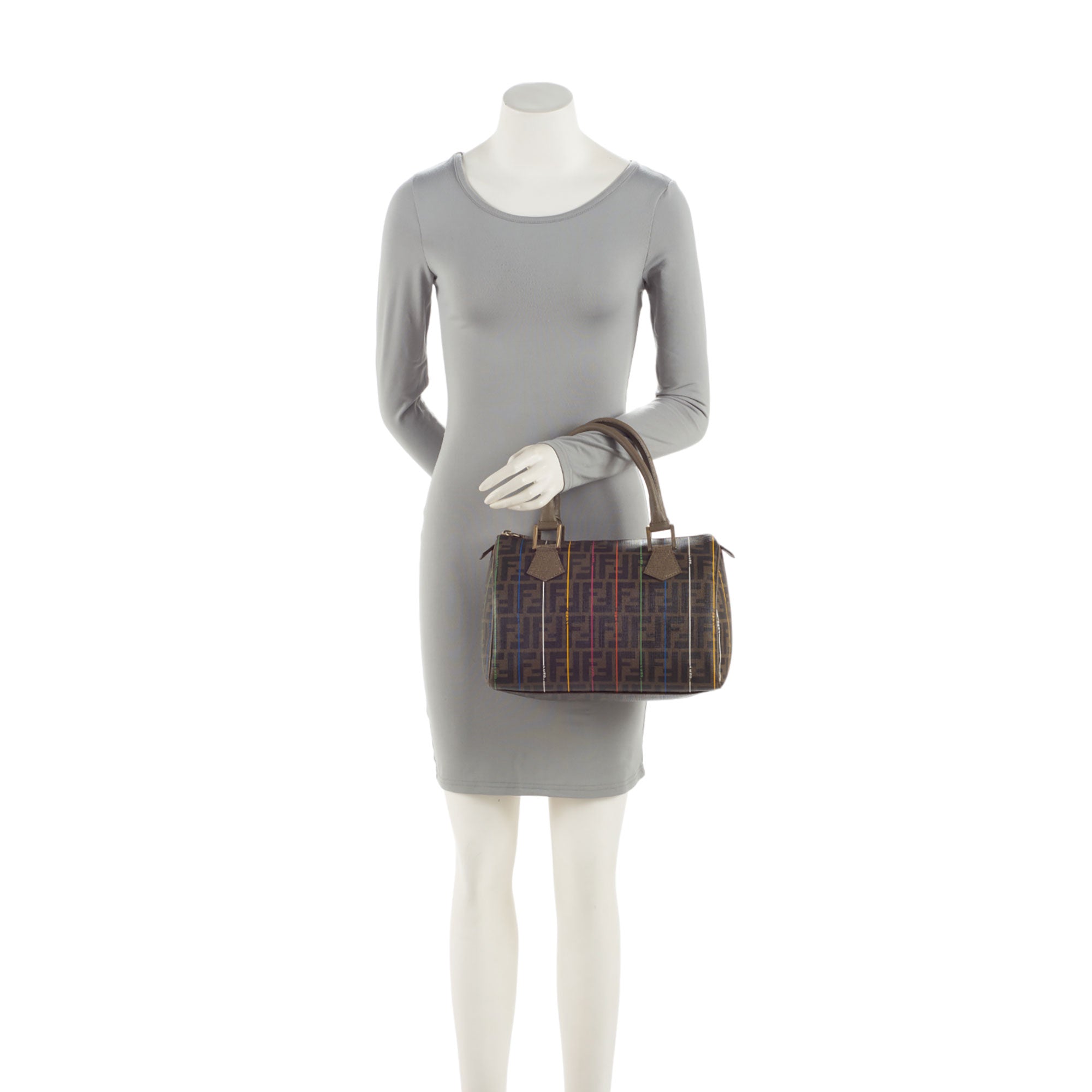 Fendi Zucca Striped Boston Bag (SHF-r1Jr6D)